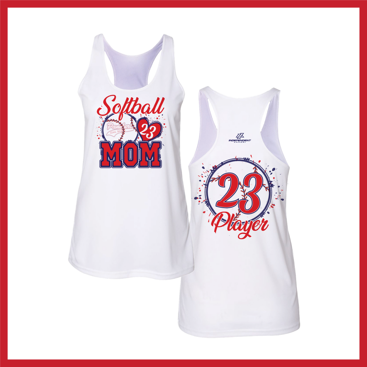 CS Panthers King "Softball Mom" Logo Women's White Tank Top