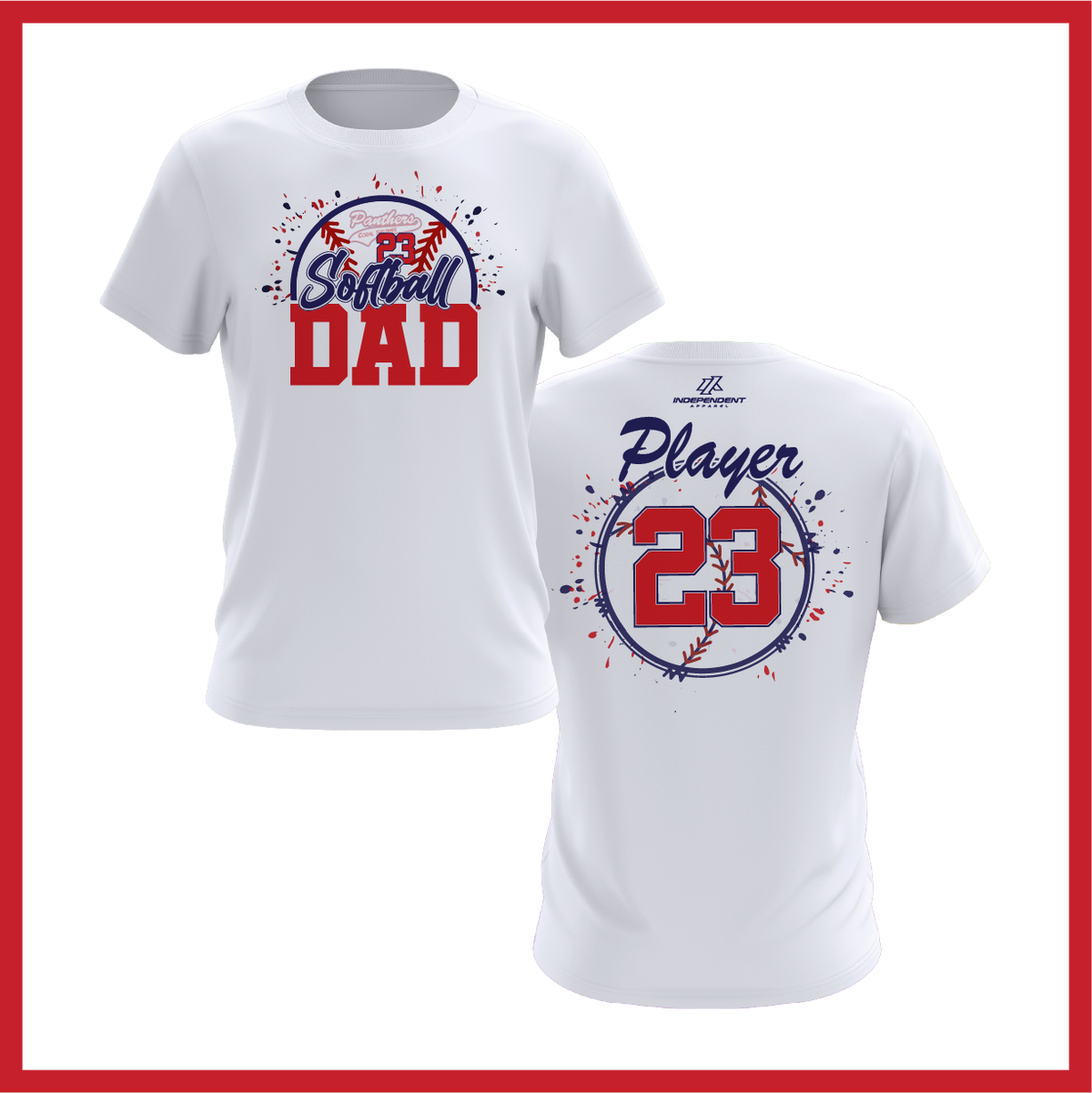 CS Panthers King "Softball Dad" Logo White Short Sleeve Shirt