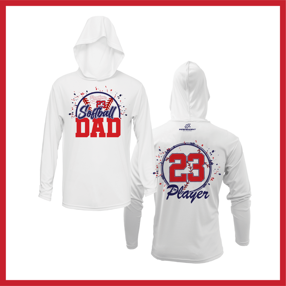CS Panthers King "Softball Dad" Logo White Lightweight Hoodie