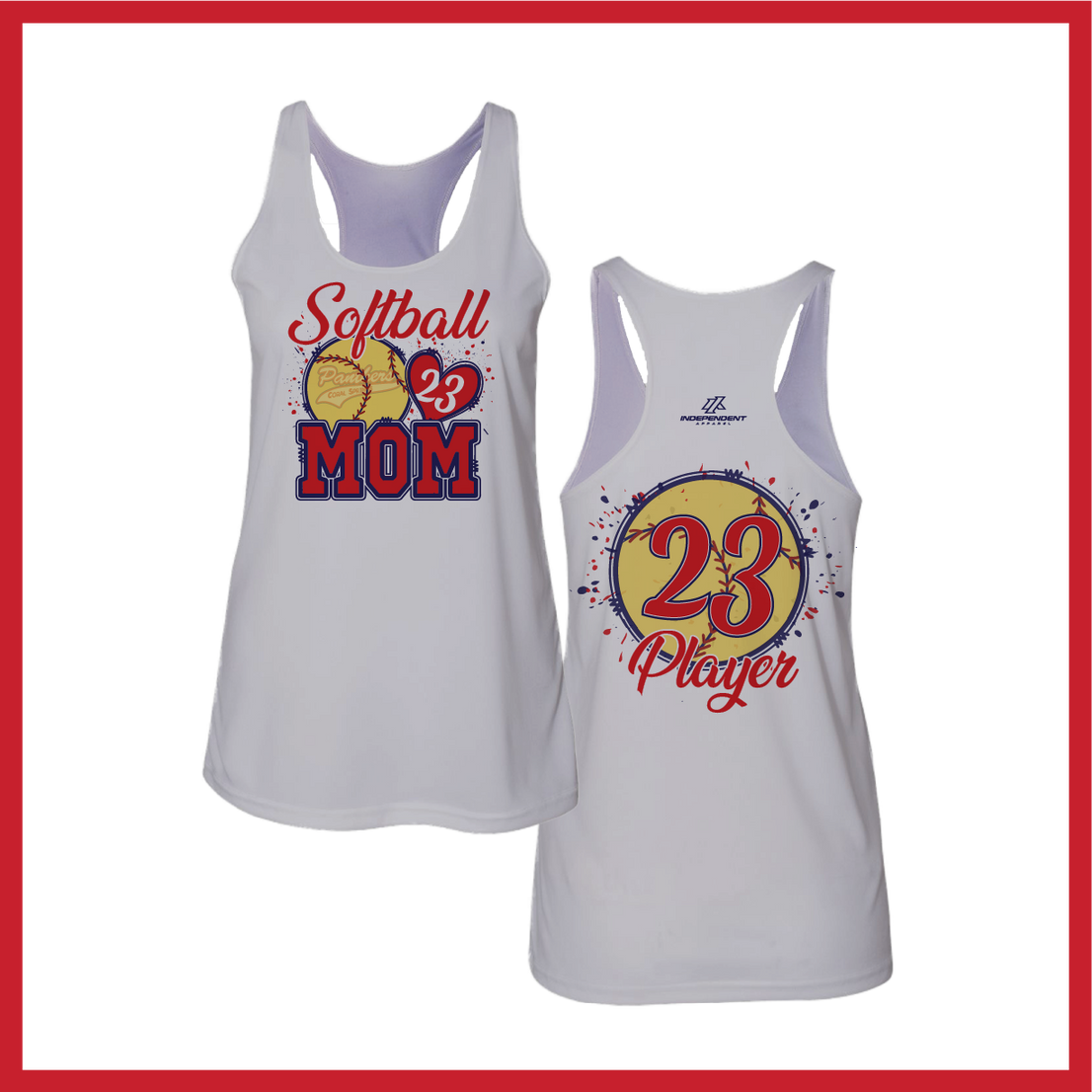 CS Panthers King "Softball Mom" Logo Women's White Tank Top