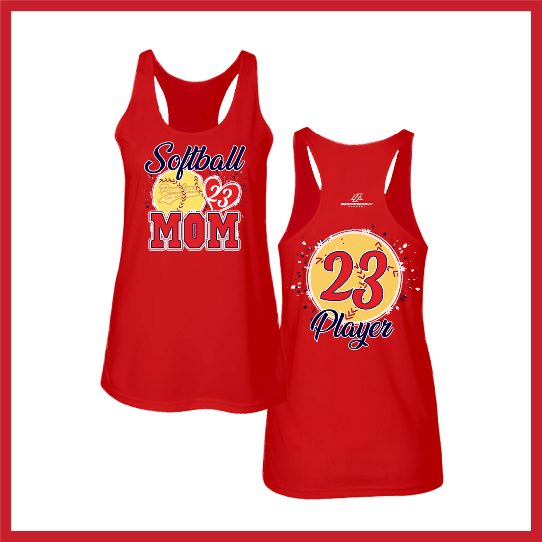 CS Panthers King "Softball Mom" Logo Women's White Tank Top