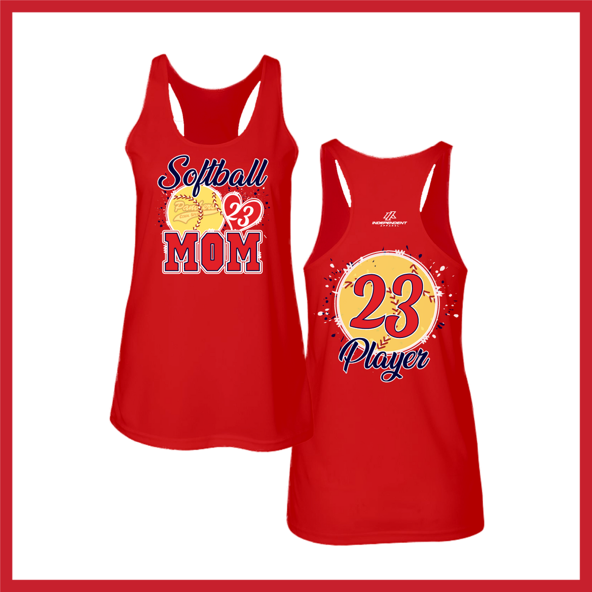 CS Panthers King "Softball Mom" Logo Women's White Tank Top