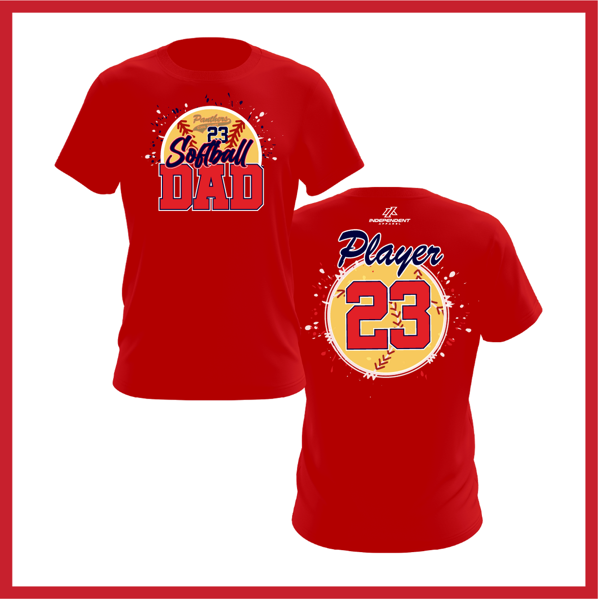 CS Panthers King "Softball Dad" Logo White Short Sleeve Shirt