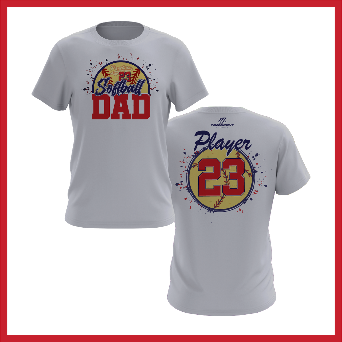 CS Panthers King "Softball Dad" Logo White Short Sleeve Shirt