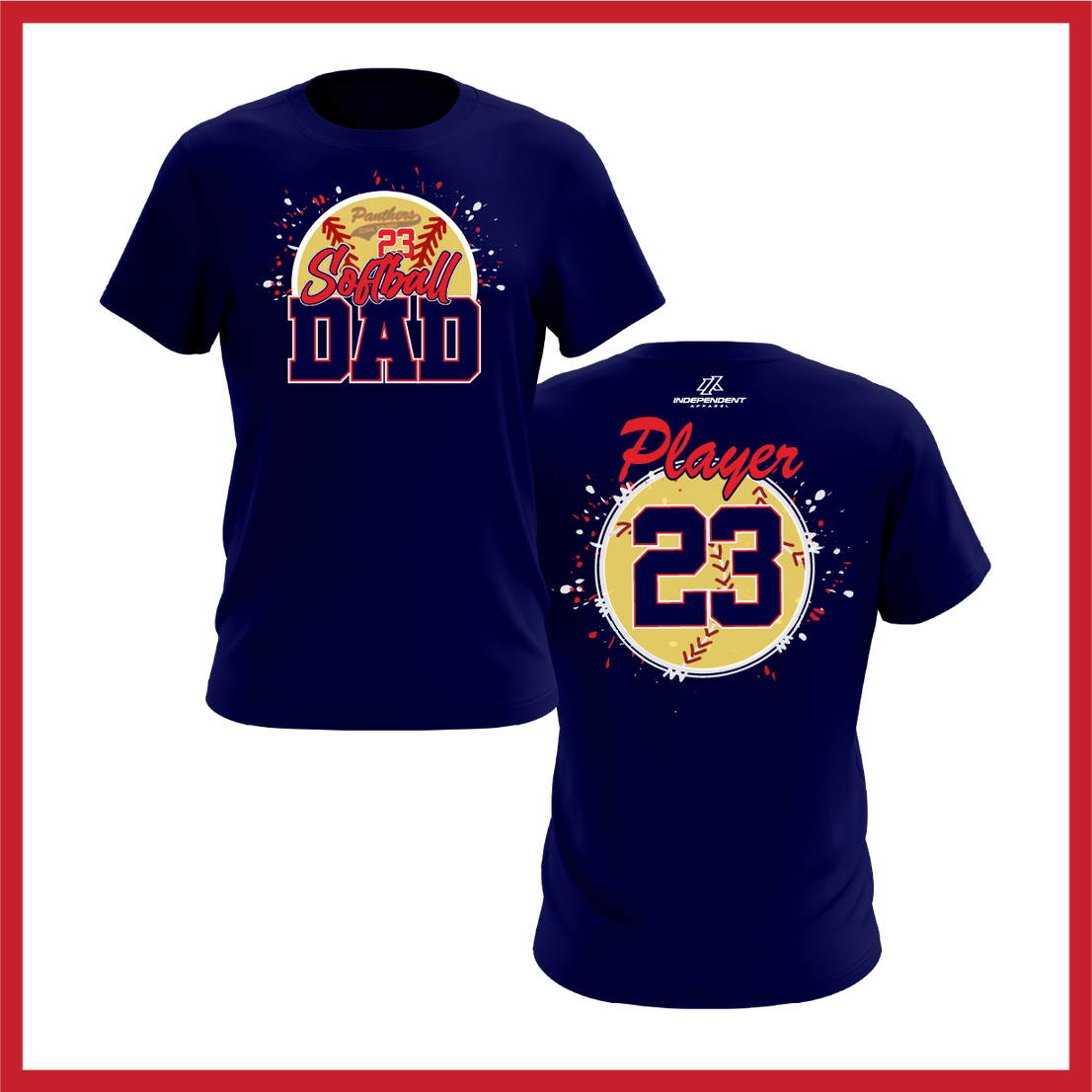CS Panthers King "Softball Dad" Logo White Short Sleeve Shirt
