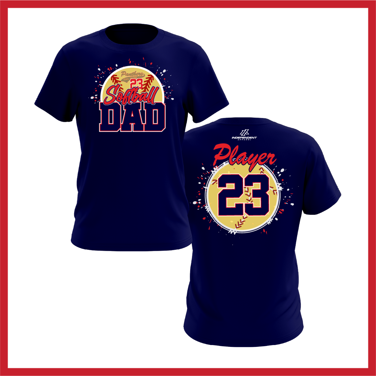 CS Panthers King "Softball Dad" Logo White Short Sleeve Shirt