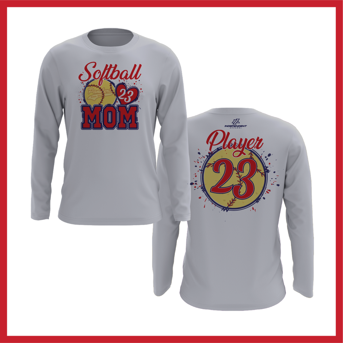 CS Panthers King "Softball Mom" Logo White Long Sleeve Shirt