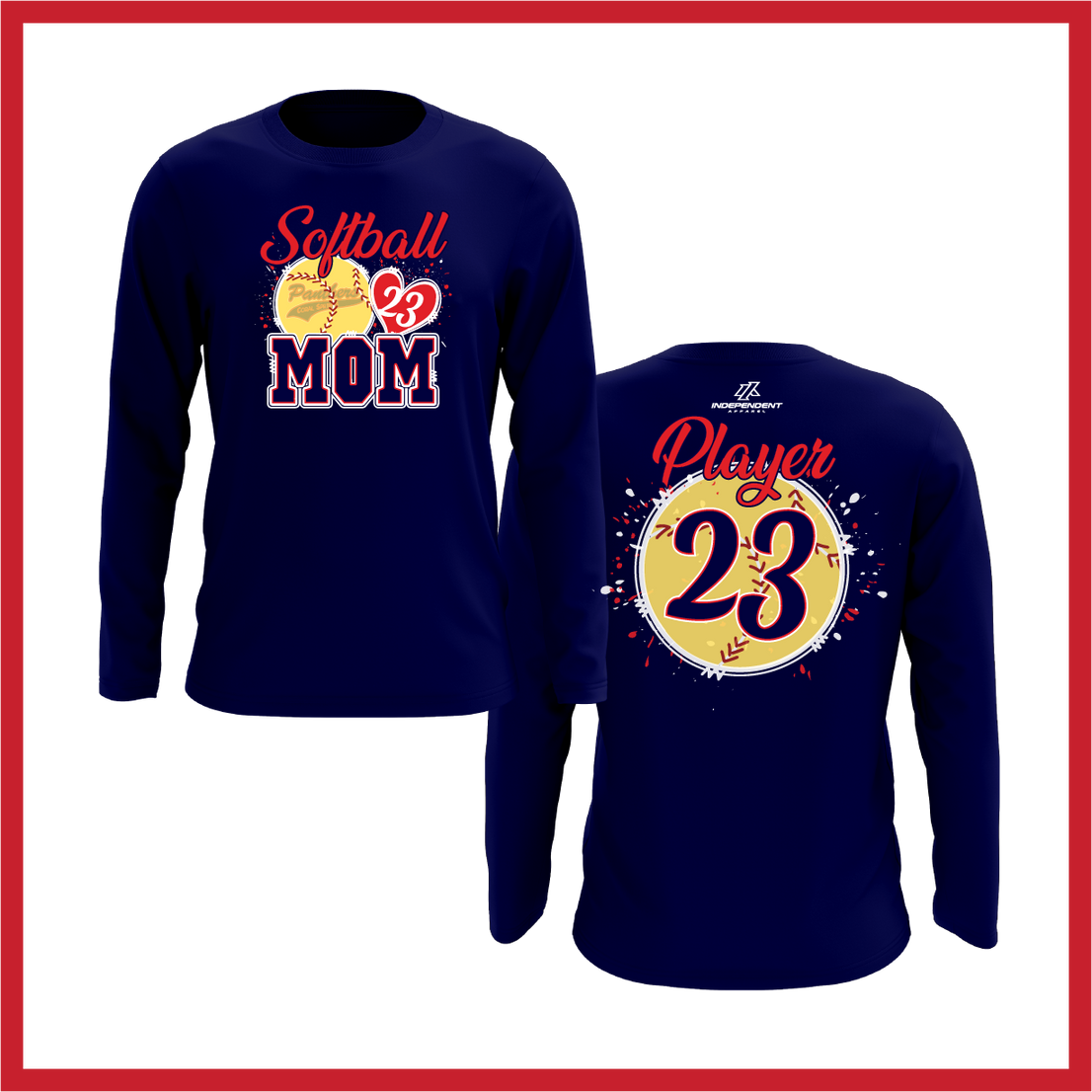 CS Panthers King "Softball Mom" Logo White Long Sleeve Shirt
