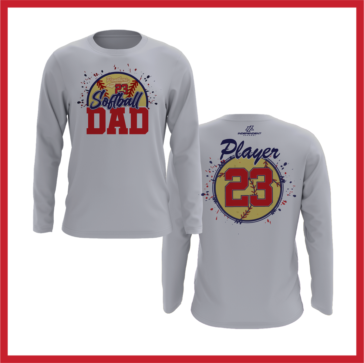 CS Panthers King "Softball Dad" Logo White Long Sleeve Shirt