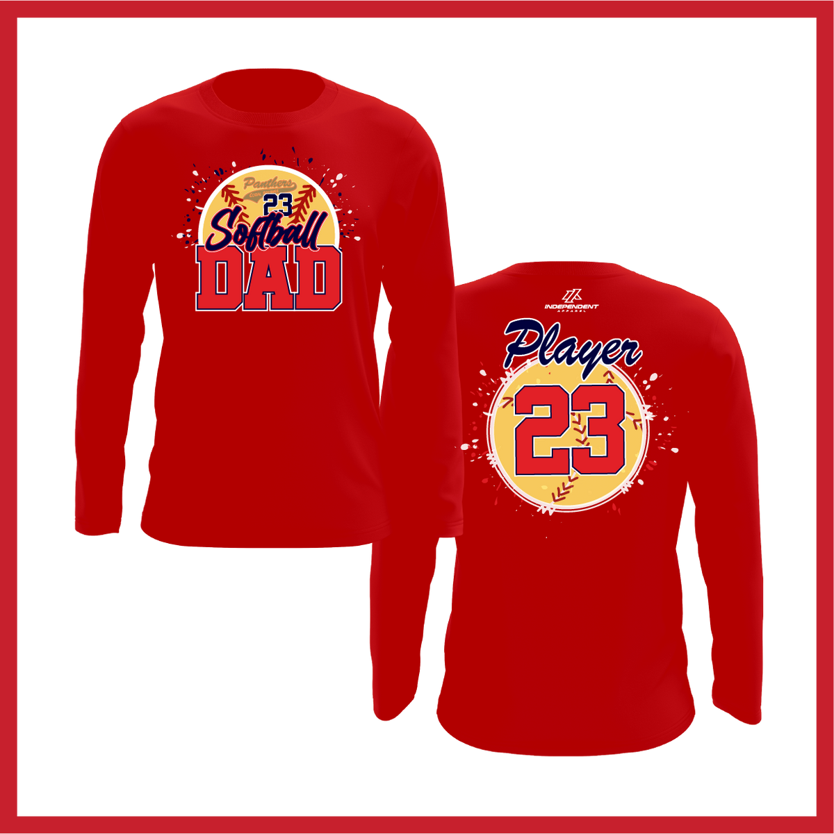 CS Panthers King "Softball Dad" Logo White Long Sleeve Shirt