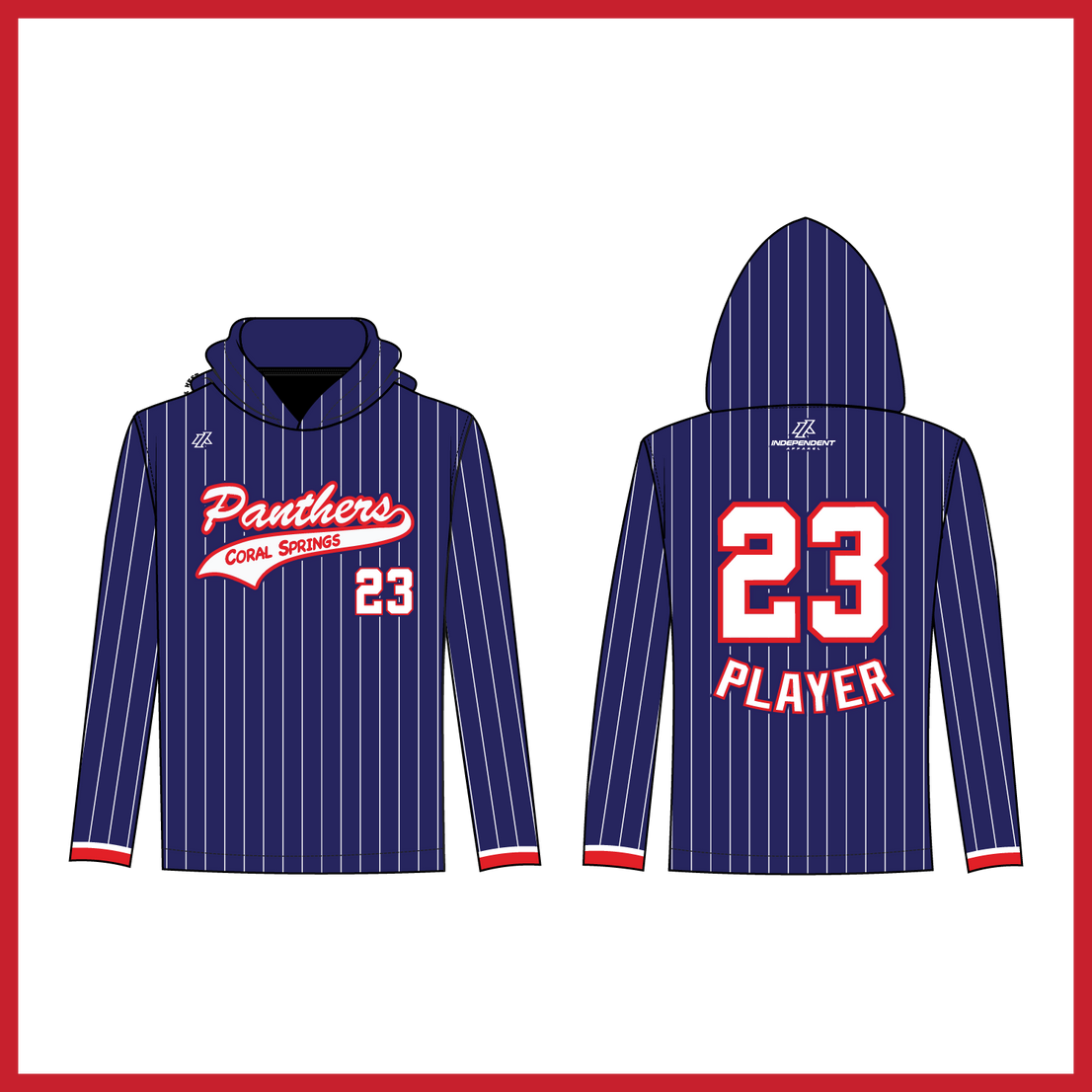 CS Panthers King Custom Navy Pinstripe Lightweight Hoodie (3-4 WEEK TURNAROUND)