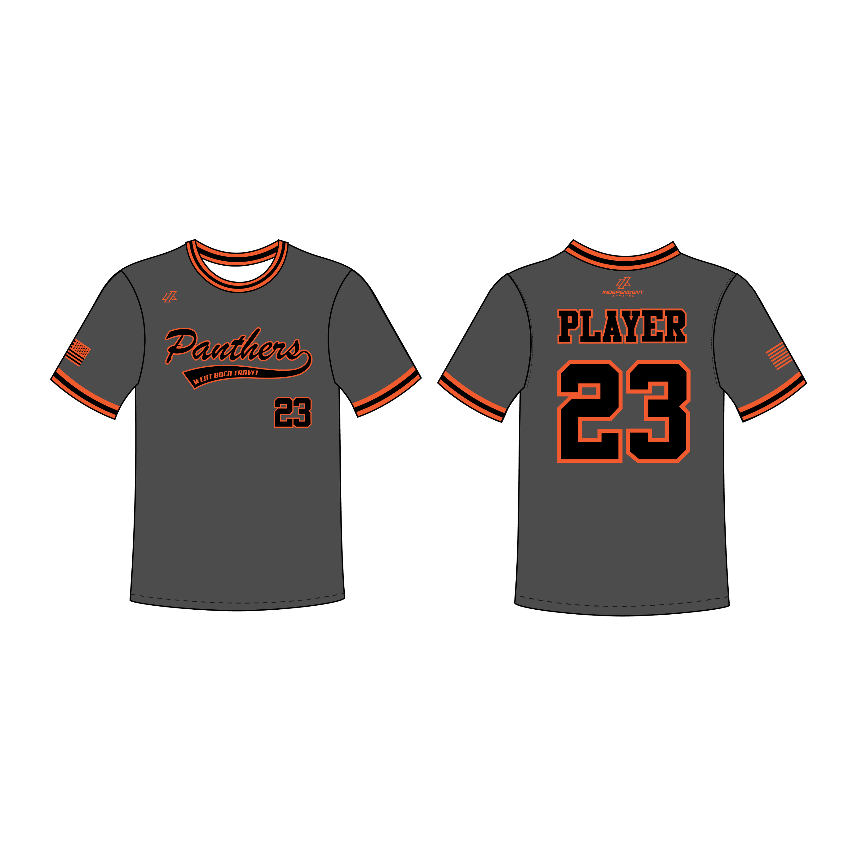 Caner 10U Panthers Charcoal Crew Neck Jersey