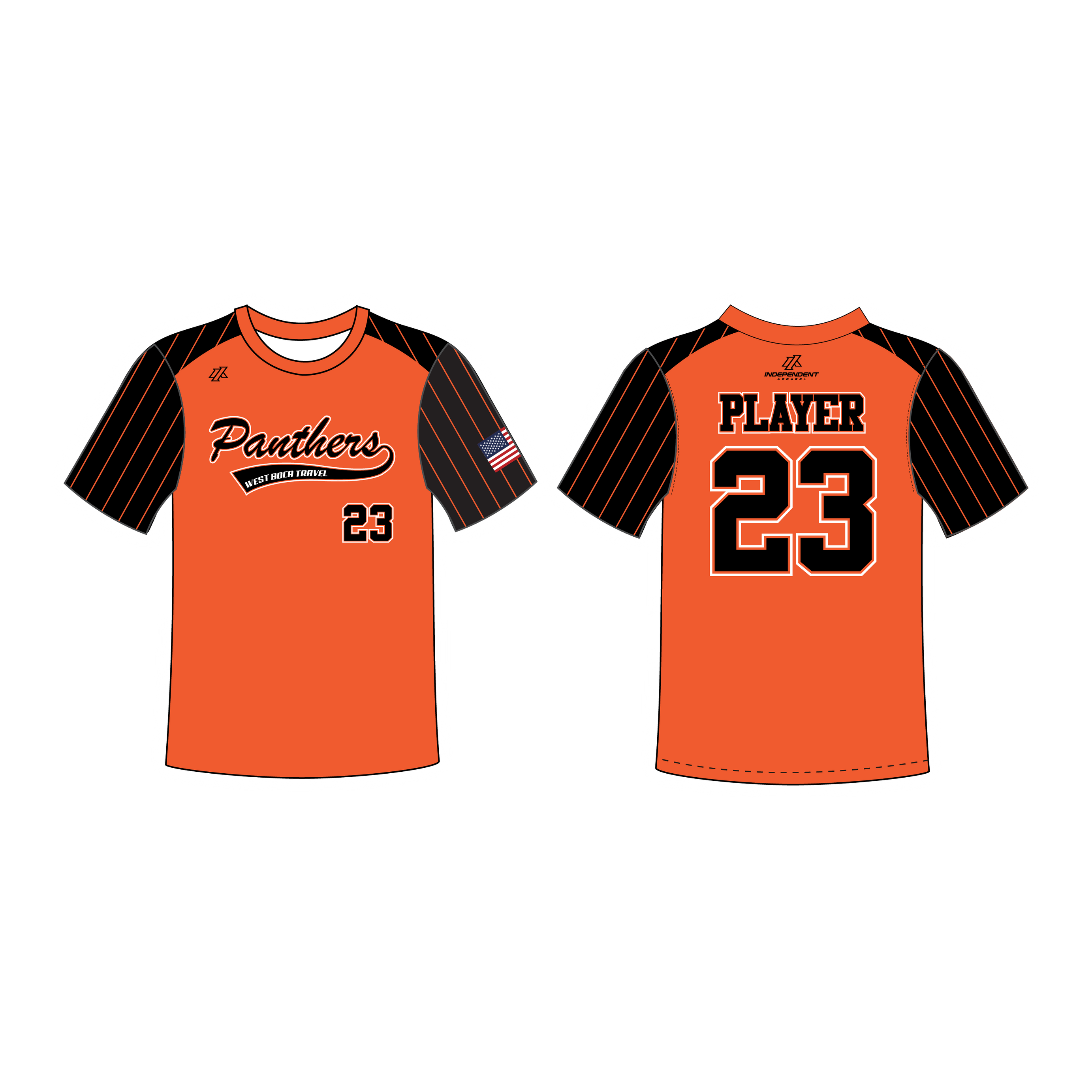 Caner 10U Panthers Orange Pin Crew Neck Jersey