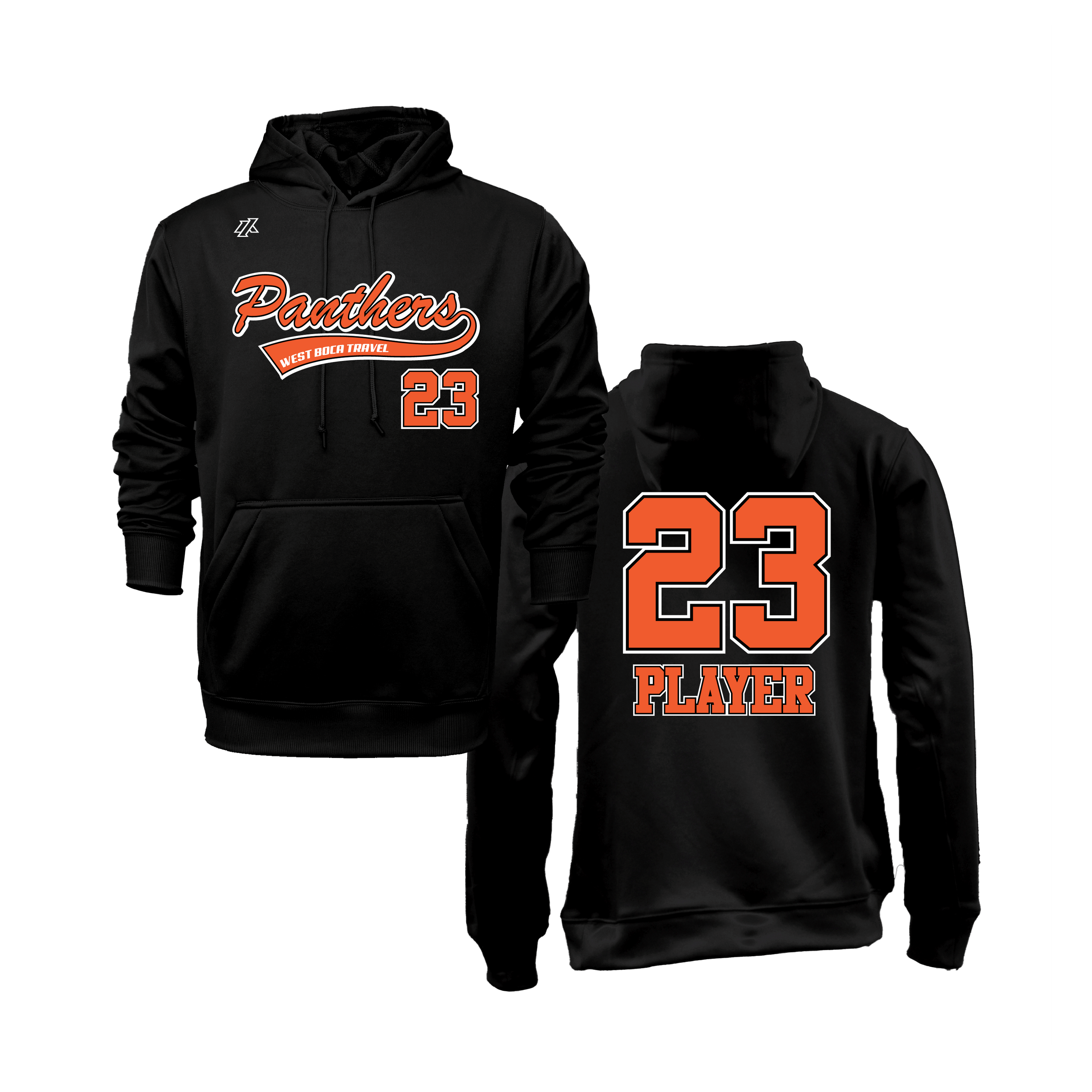 DeFerdinando 9U Panthers Script Logo Black Sweatshirt Hoodie