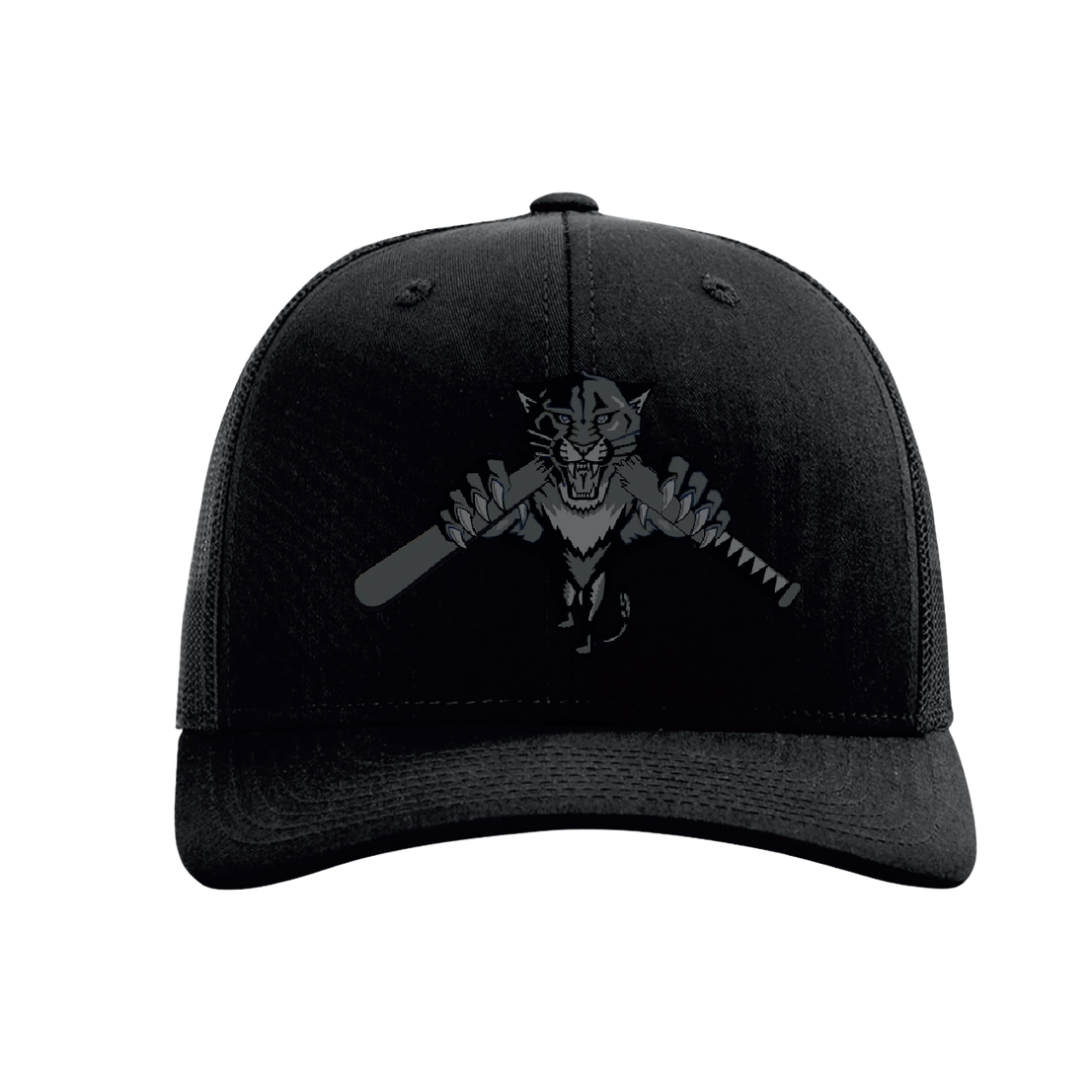 Dolman 10U Greyed Out Panther Logo Black Snapback Hat