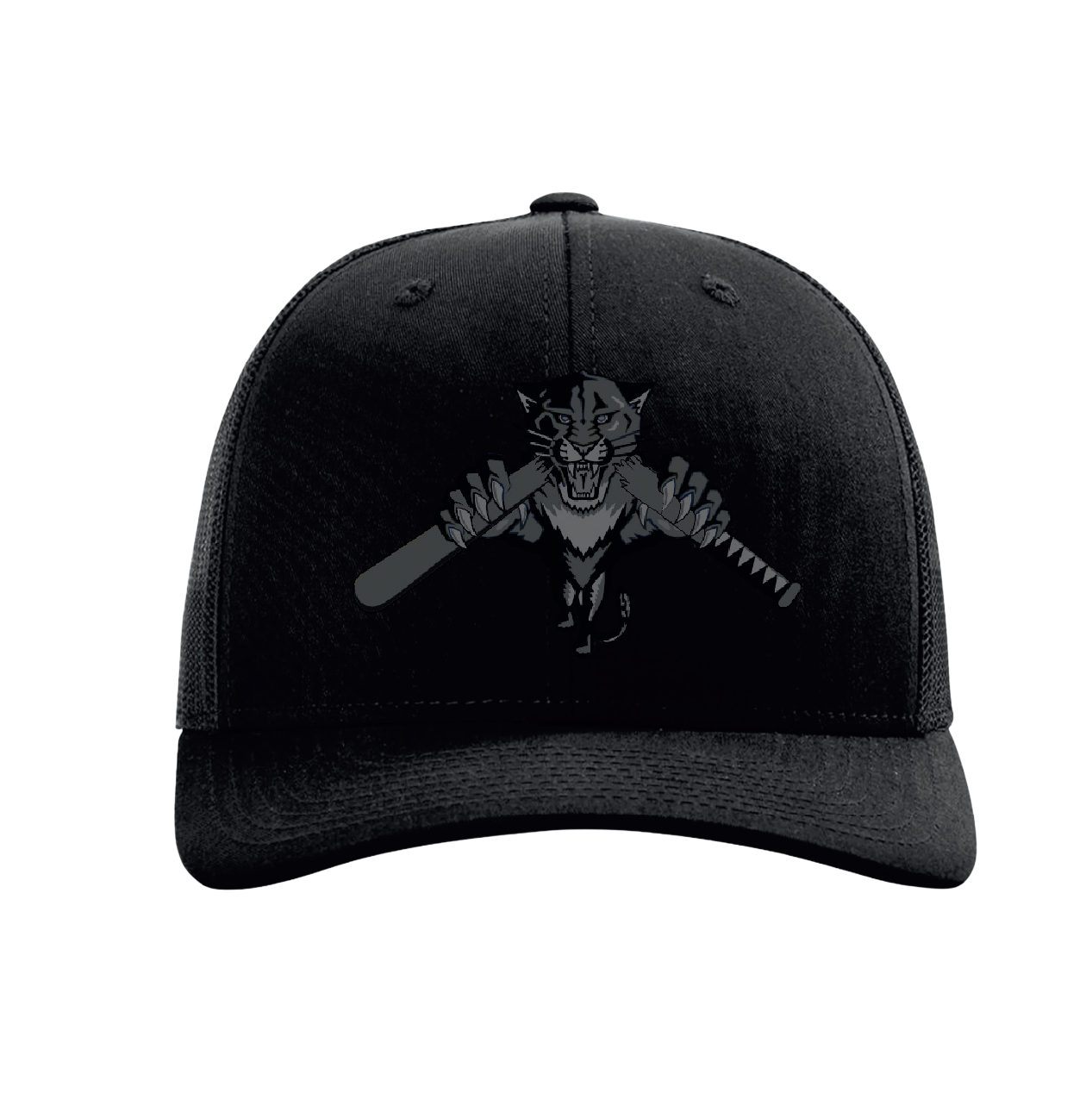 Dolman 10U Greyed Out Panther Logo Black Snapback Hat