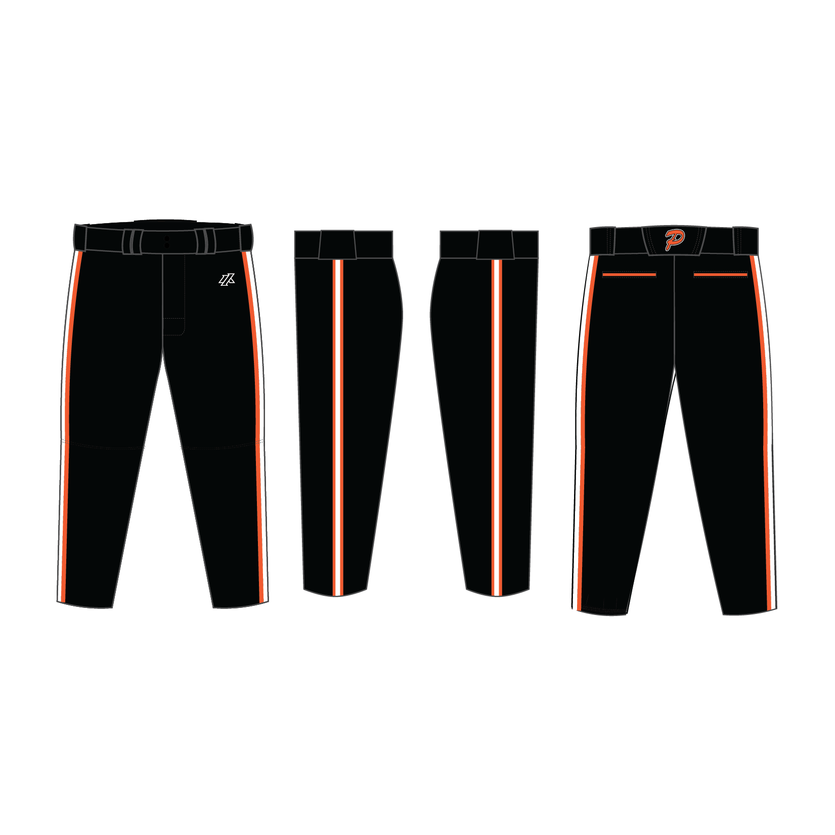 Duesler 10U Black With Orange Stripe Pants/Knickers