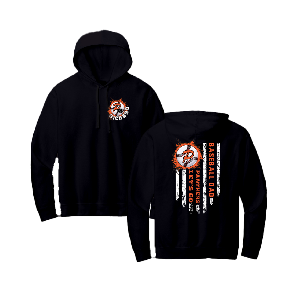 Duesler 11U “Let’s Go Panthers” Baseball Dad Cotton Sweatshirt Hoodie