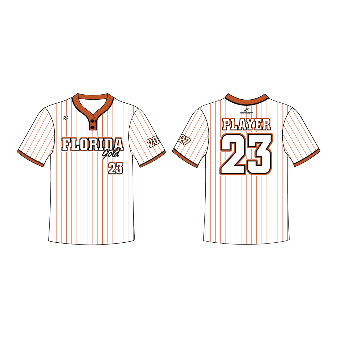 Dimler 16U Florida Gold - 2-Button White Pinstripe Jersey