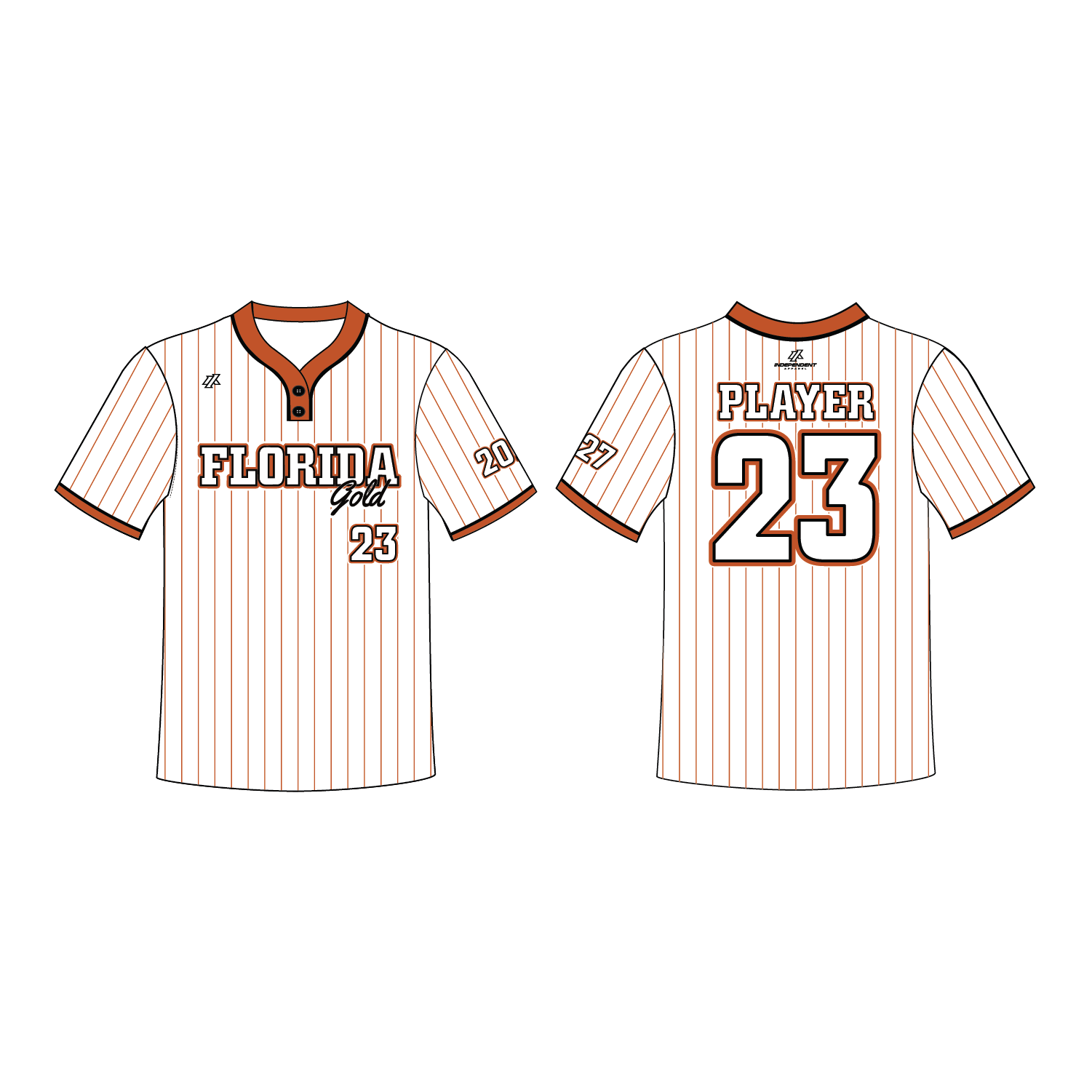 Dimler 16U Florida Gold - 2-Button White Pinstripe Jersey