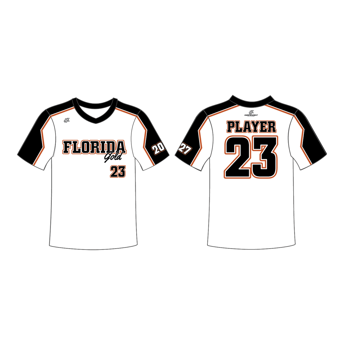 Dimler 16U Florida Gold - Black/White V-Neck Jersey