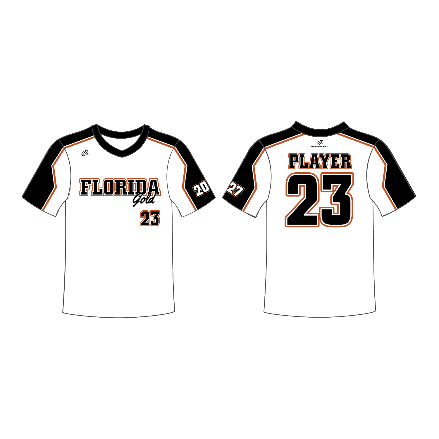 Dimler 16U Florida Gold - Black/White V-Neck Jersey