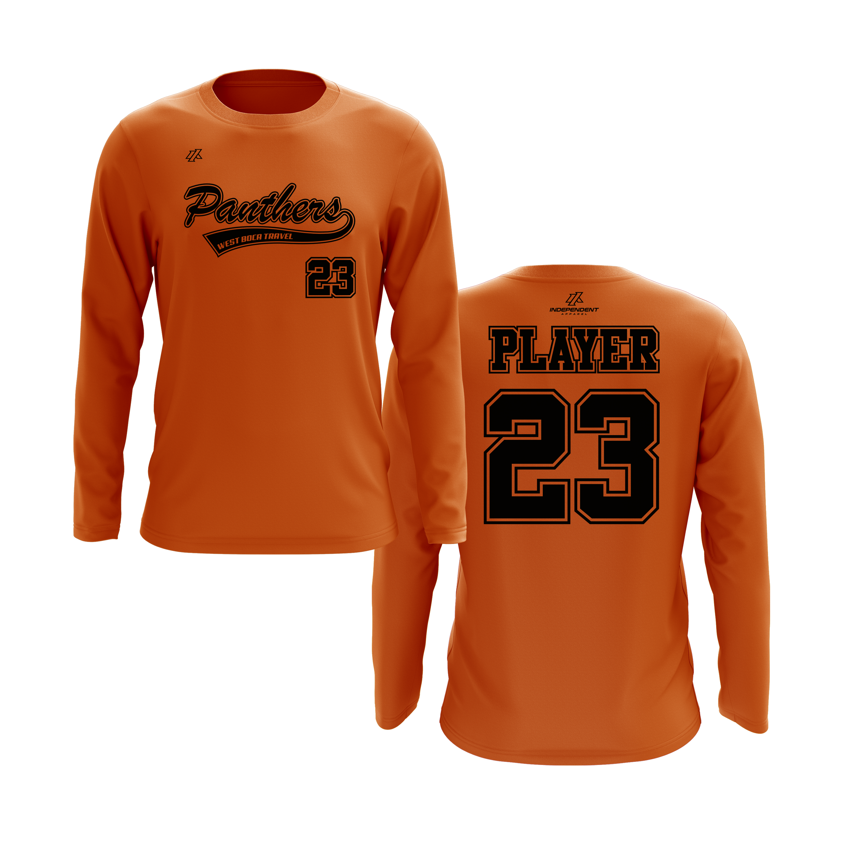 Riggio 8U Script Panthers Logo Long Sleeve Shirt