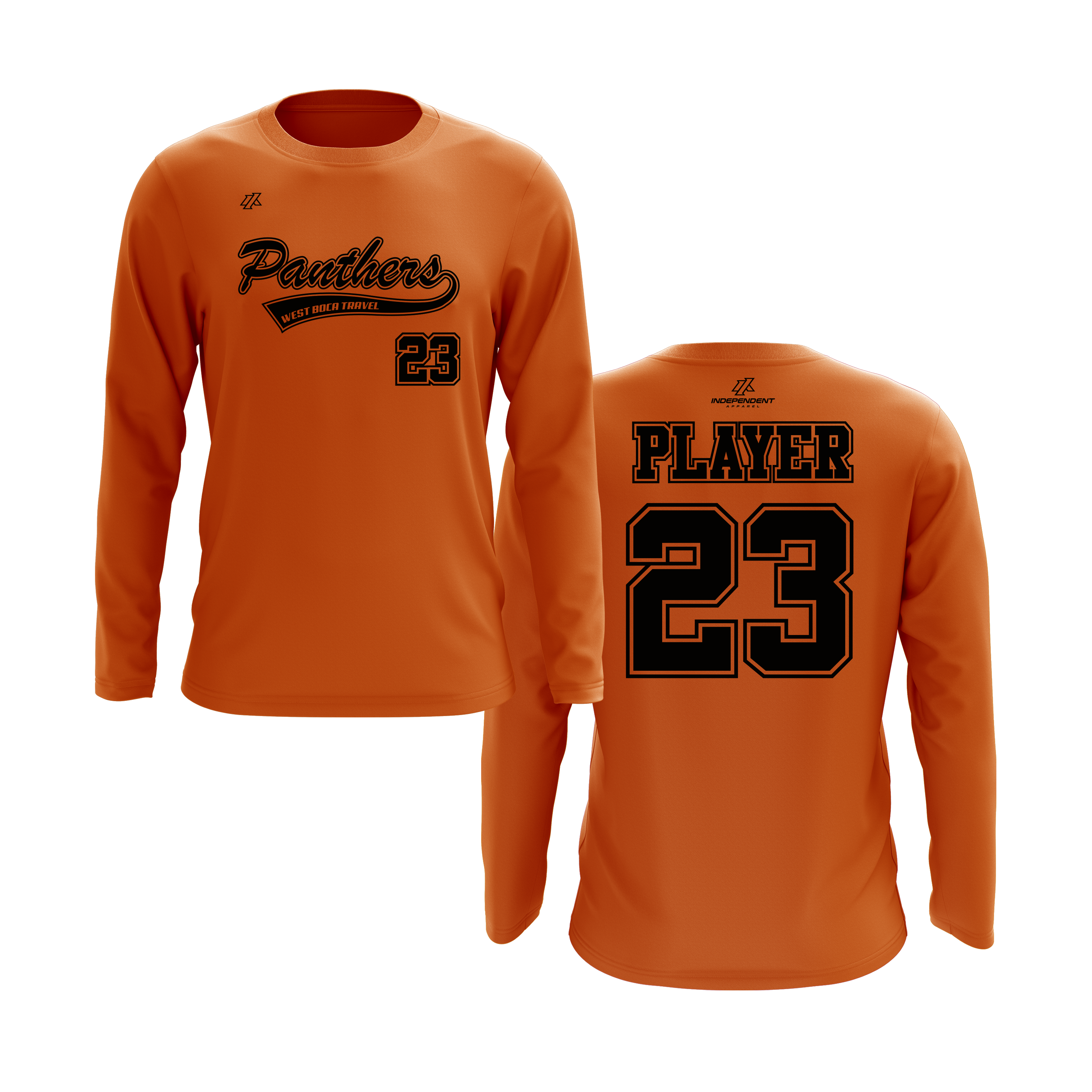 Riggio 8U Script Panthers Logo Long Sleeve Shirt