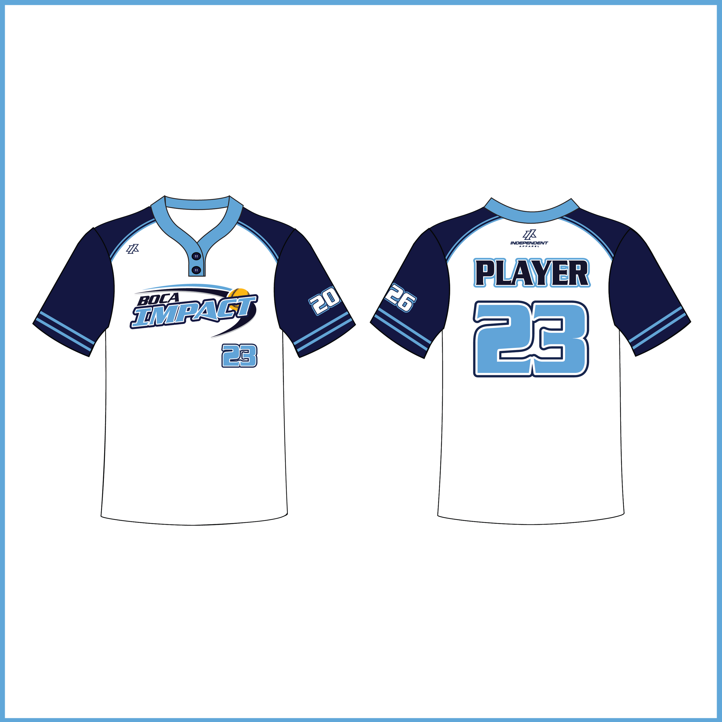 Gollin 14U/16U White/Navy 2-Button Jersey