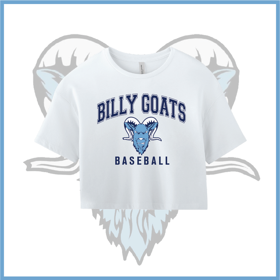 Billy Goats 2037 Collegiate Logo Women's Cotton Crop Tee - White