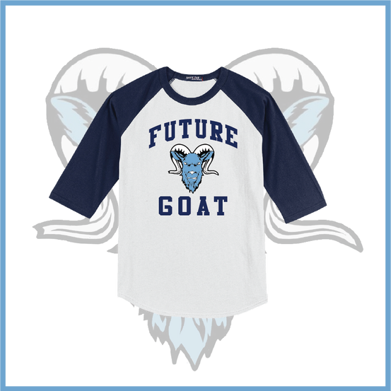 Billy Goats 2037 Future Goat Logo Youth 3/4 Sleeve White/Navy Cotton Shirt