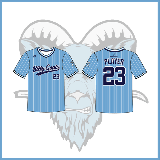 Billy Goats 2037 Light Blue Pinstripe Crew Neck Jersey (3-4 WEEK TURNAROUND)
