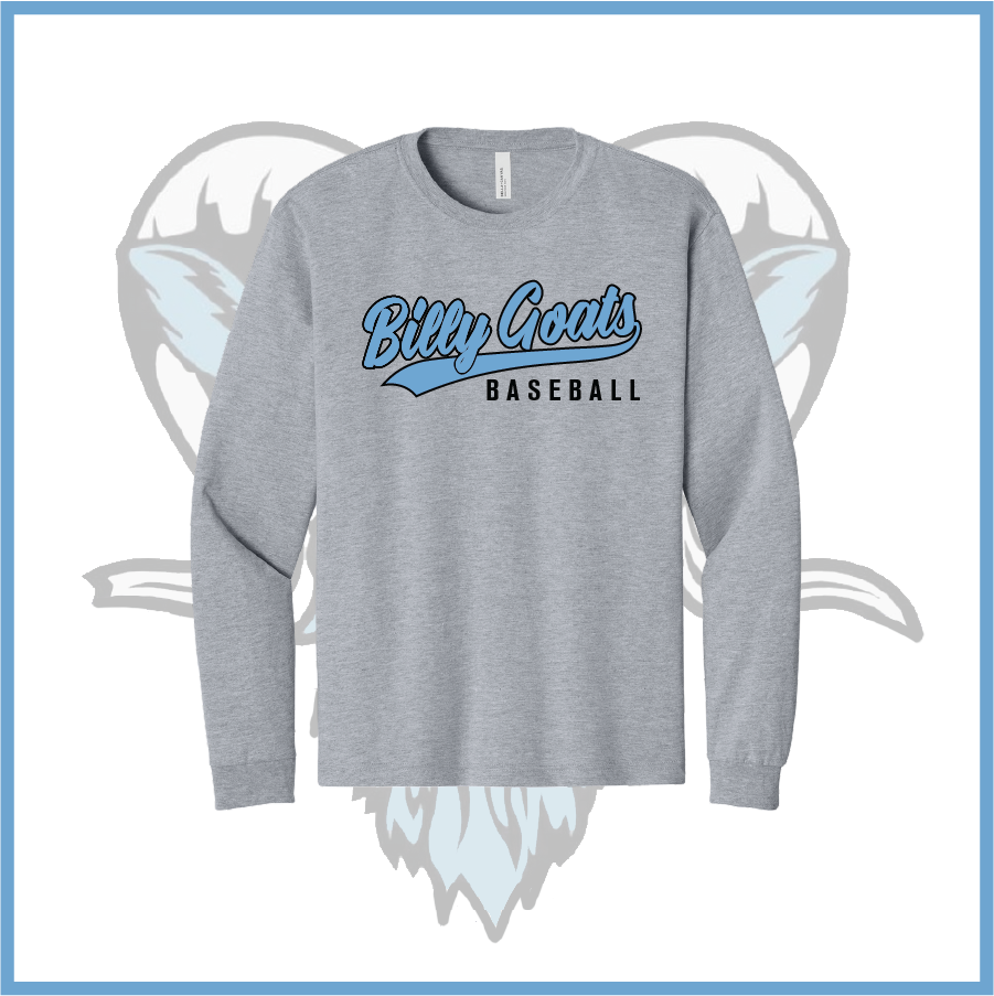 Billy Goats 2037 Billy Goats Baseball Logo Cotton Boxy Long Sleeve Tee