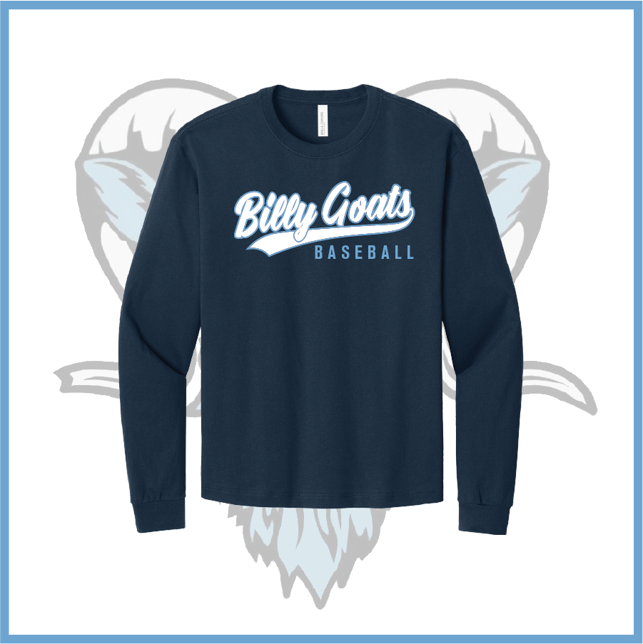 Billy Goats 2037 Billy Goats Baseball Logo Cotton Boxy Long Sleeve Tee