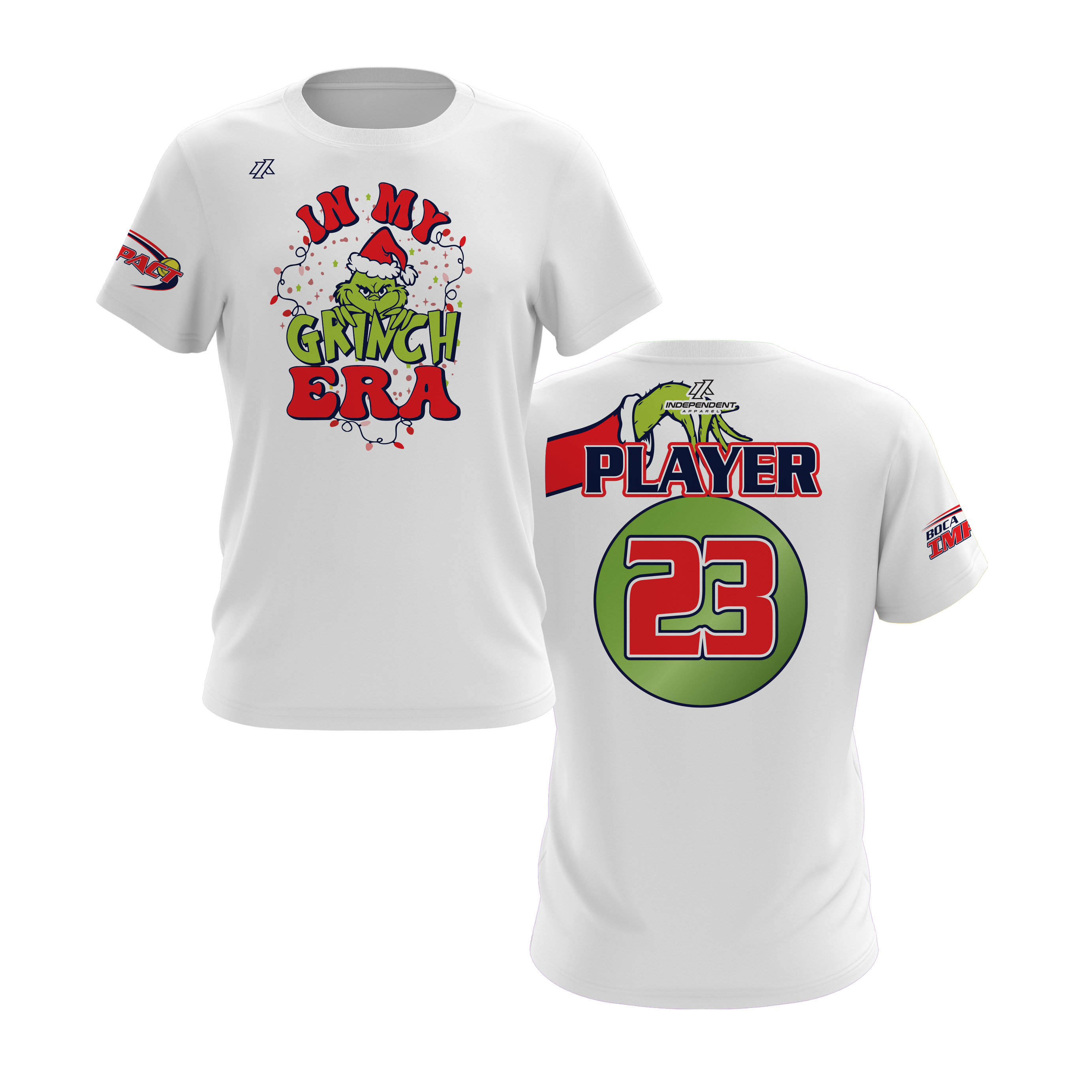 Boca Impact Grinch Era Holiday Short Sleeve White Shirt