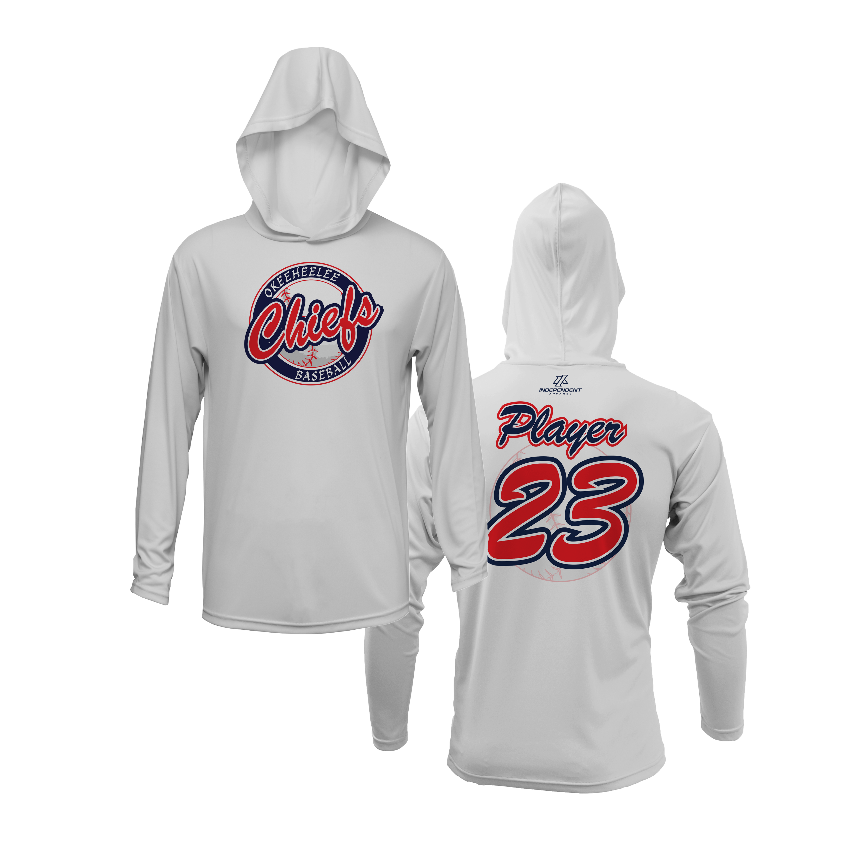 Okeeheelee Baseball Lightweight Hoodie - Round Team Logo