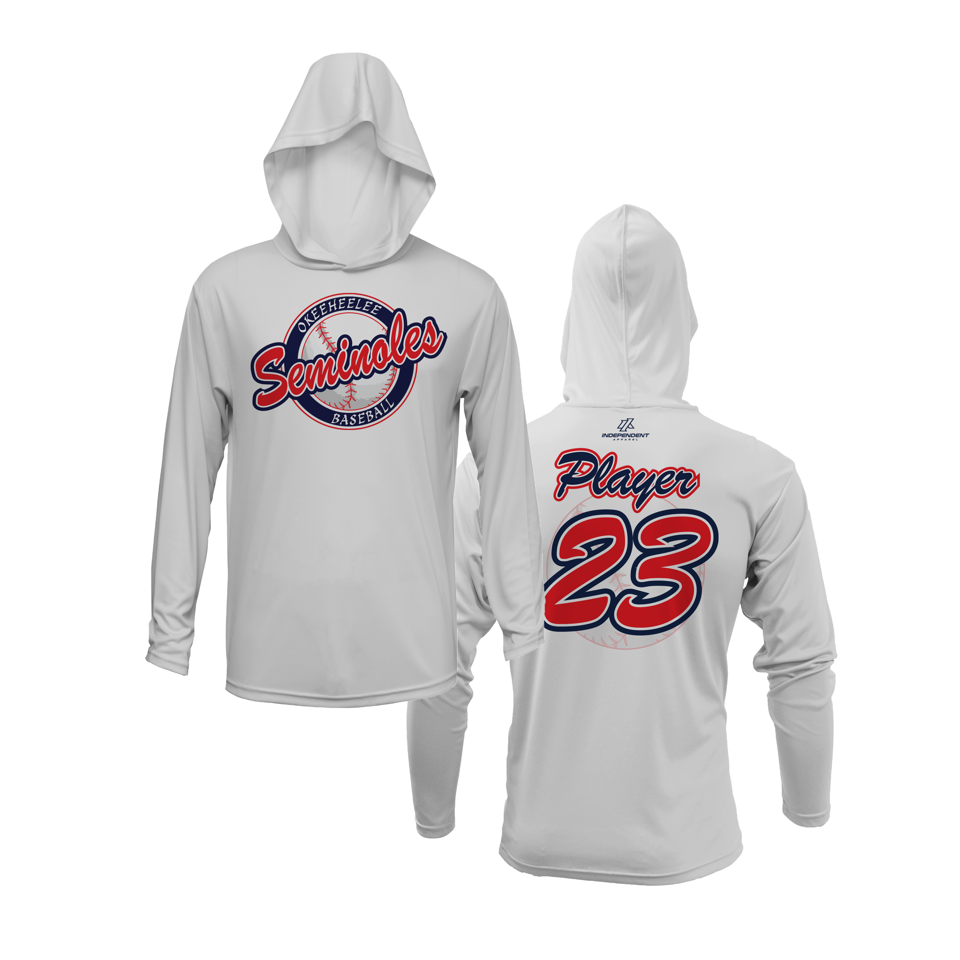 Okeeheelee Baseball Lightweight Hoodie - Round Team Logo