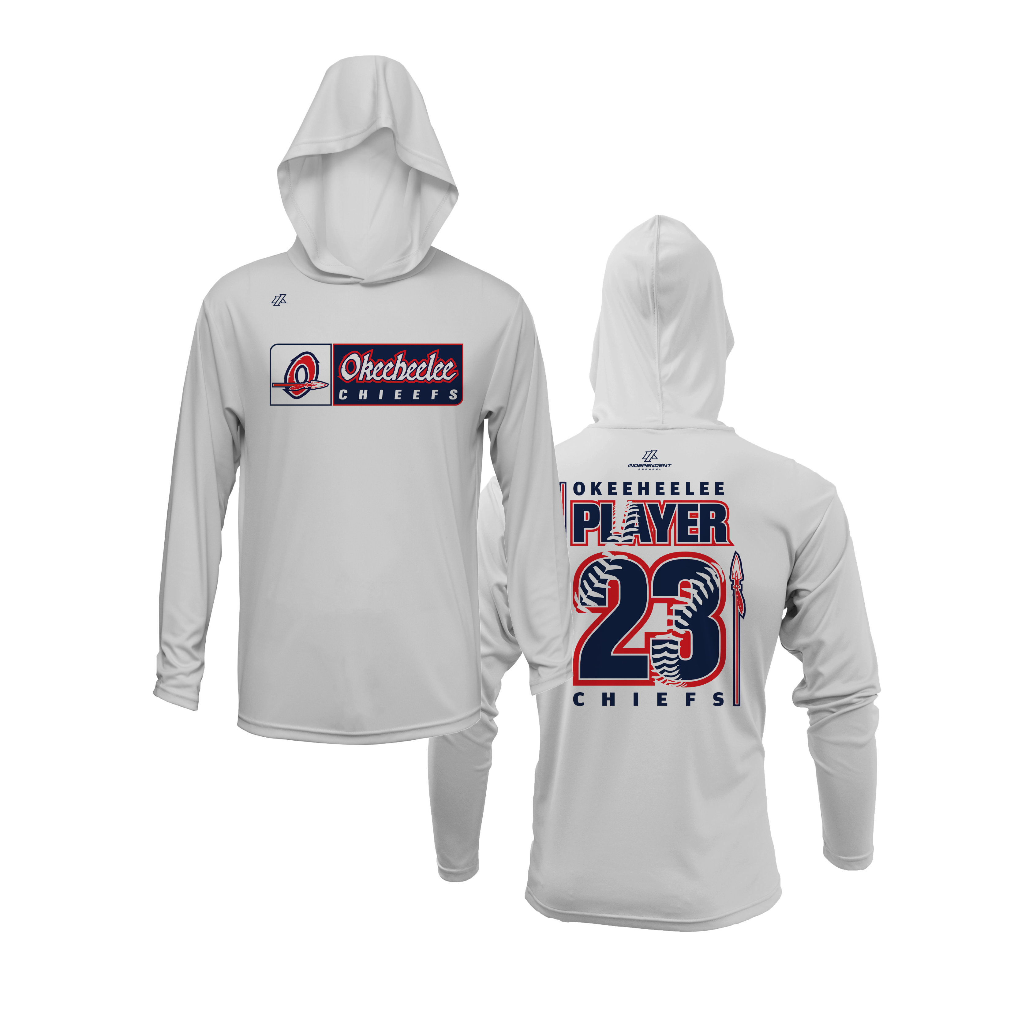 Okeeheelee Baseball Lightweight Hoodie - Rectangular Team Logo