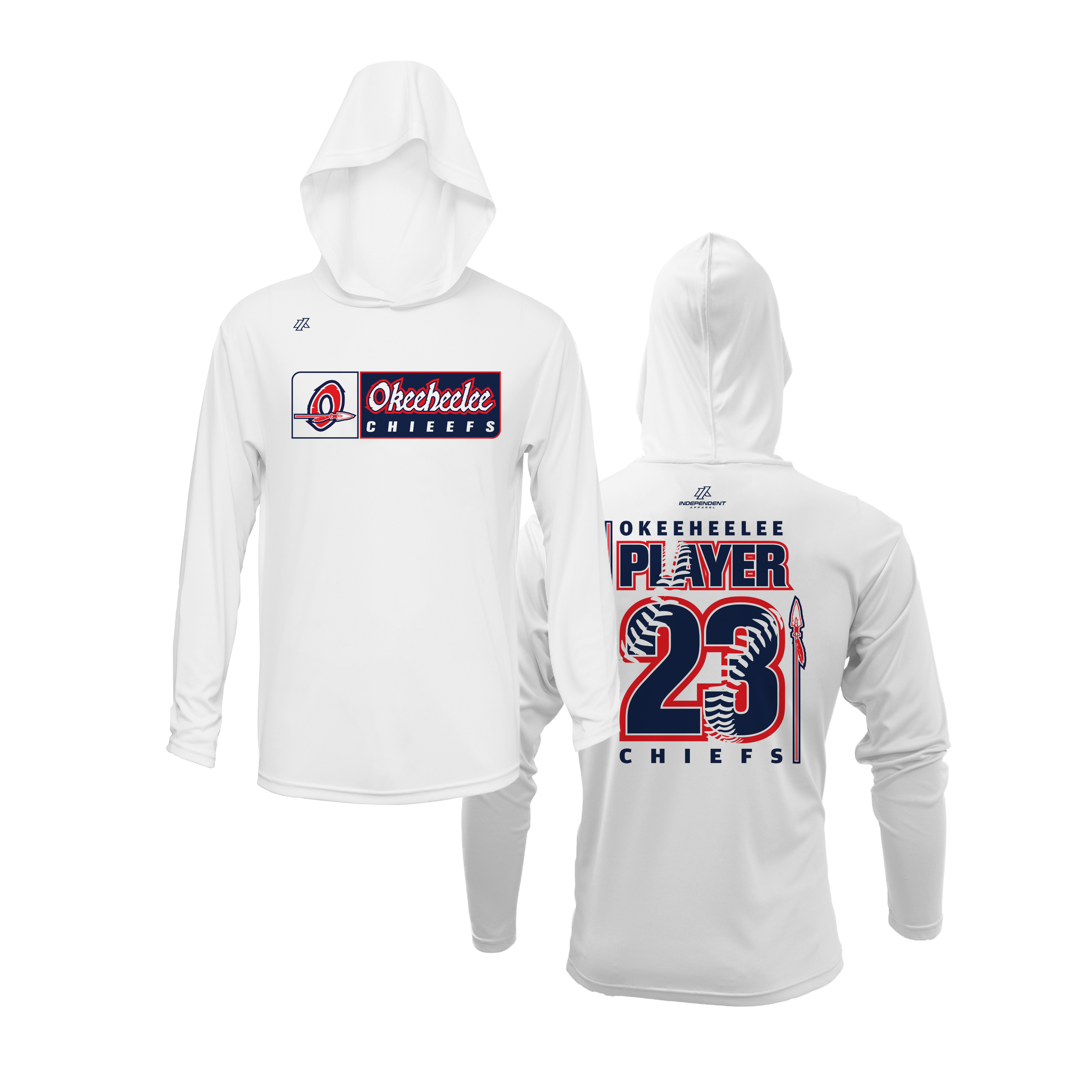 Okeeheelee Baseball Lightweight Hoodie - Rectangular Team Logo