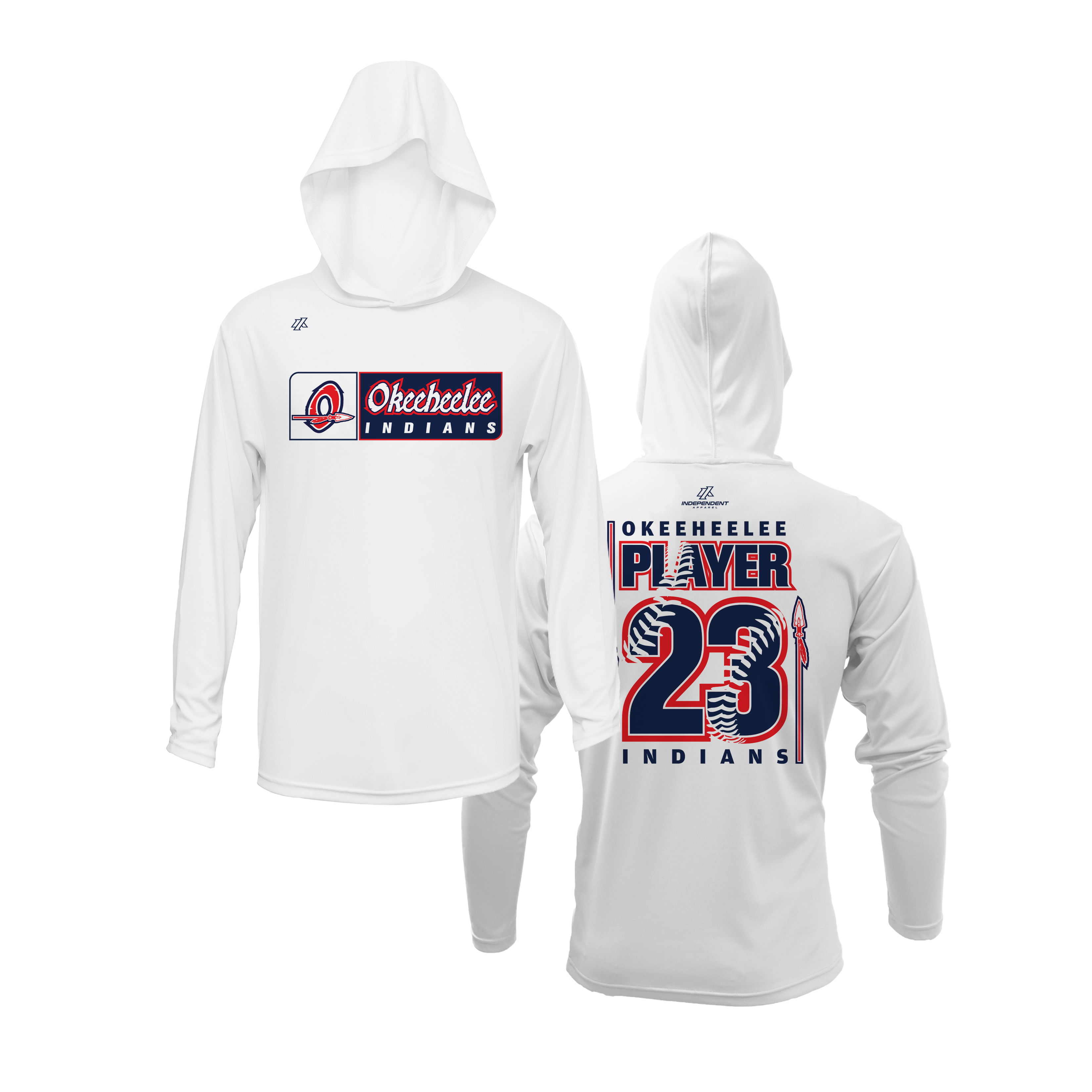 Okeeheelee Baseball Lightweight Hoodie - Rectangular Team Logo