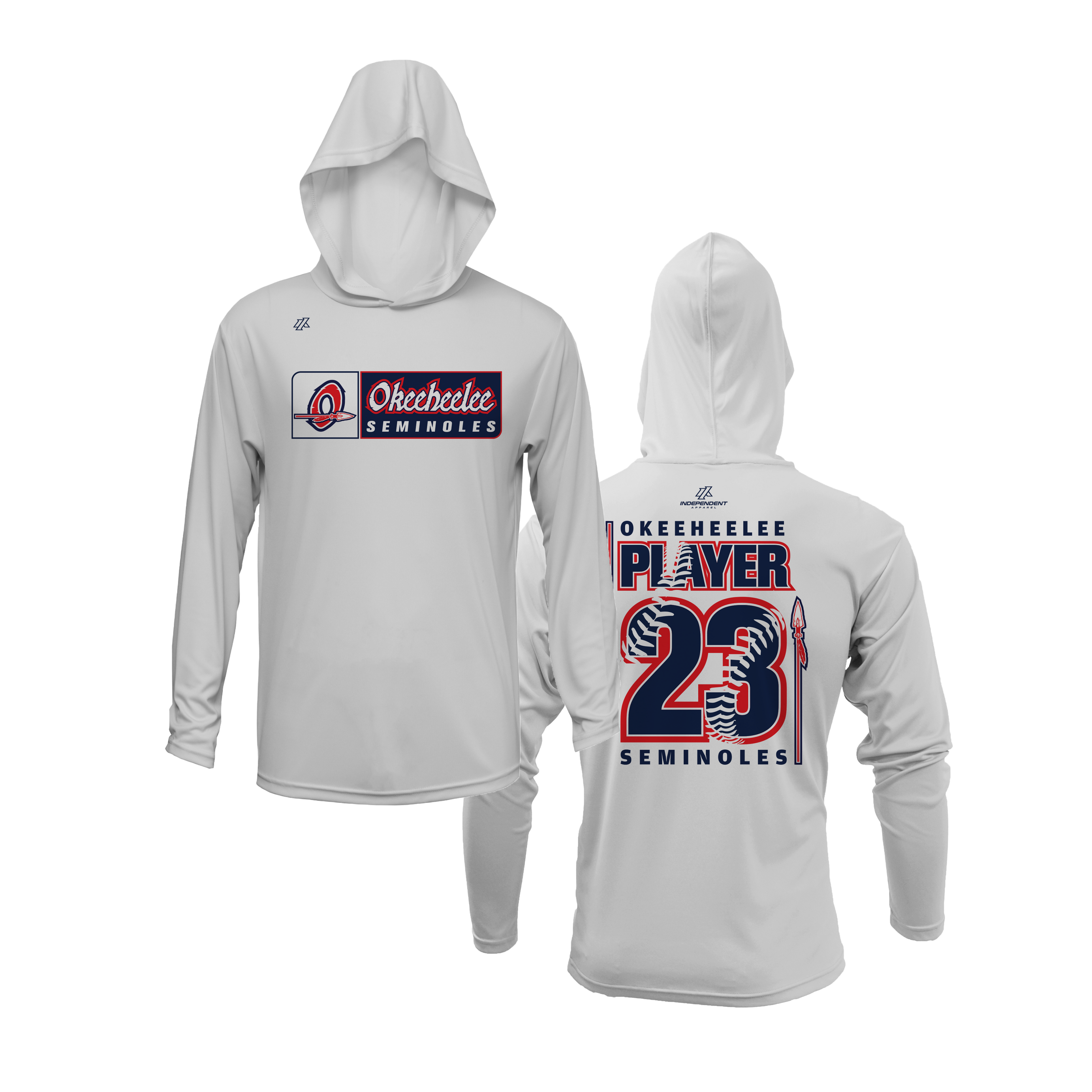 Okeeheelee Baseball Lightweight Hoodie - Rectangular Team Logo