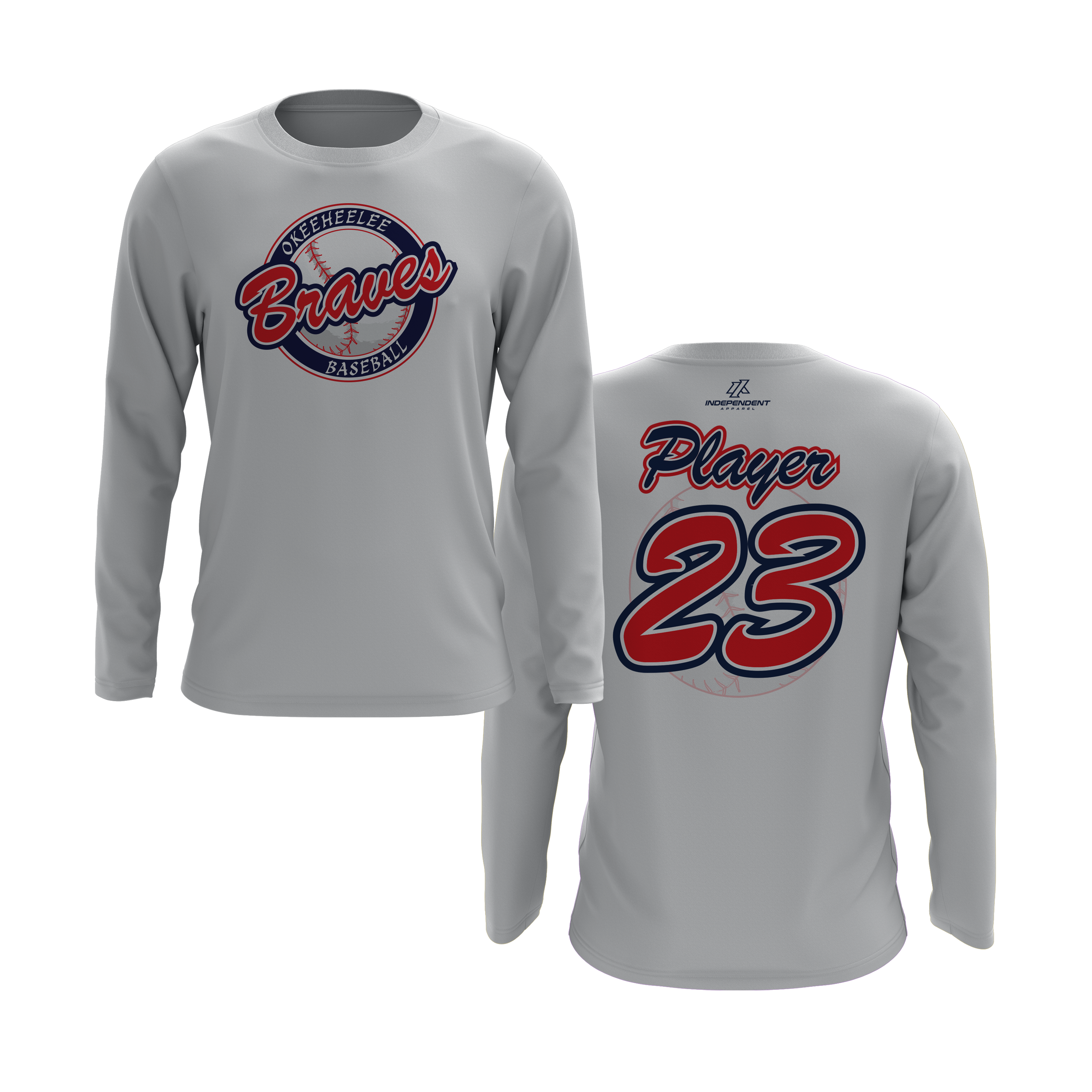 Okeeheelee Baseball Long Sleeve Shirt - Round Team Logo