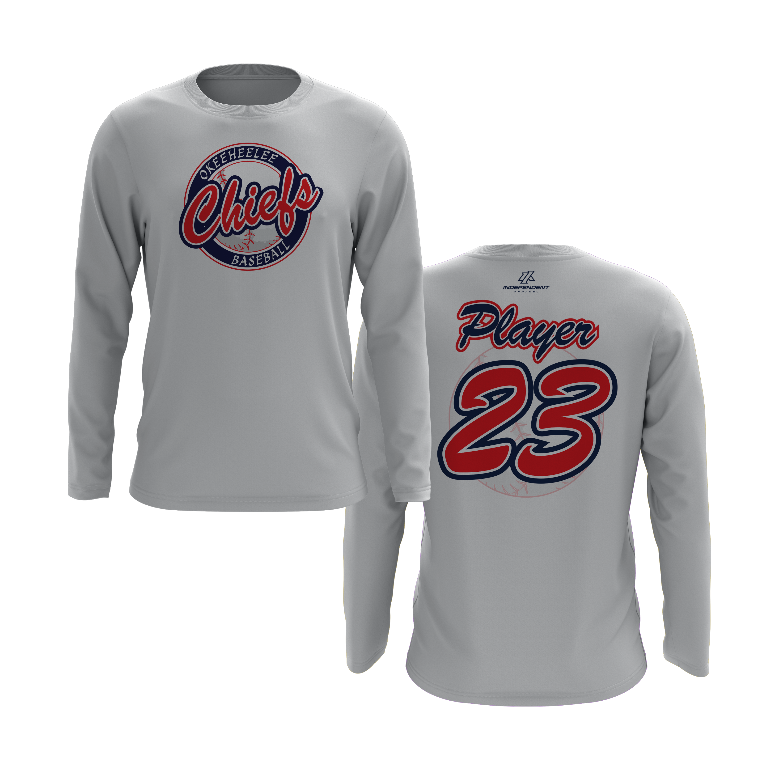 Okeeheelee Baseball Long Sleeve Shirt - Round Team Logo