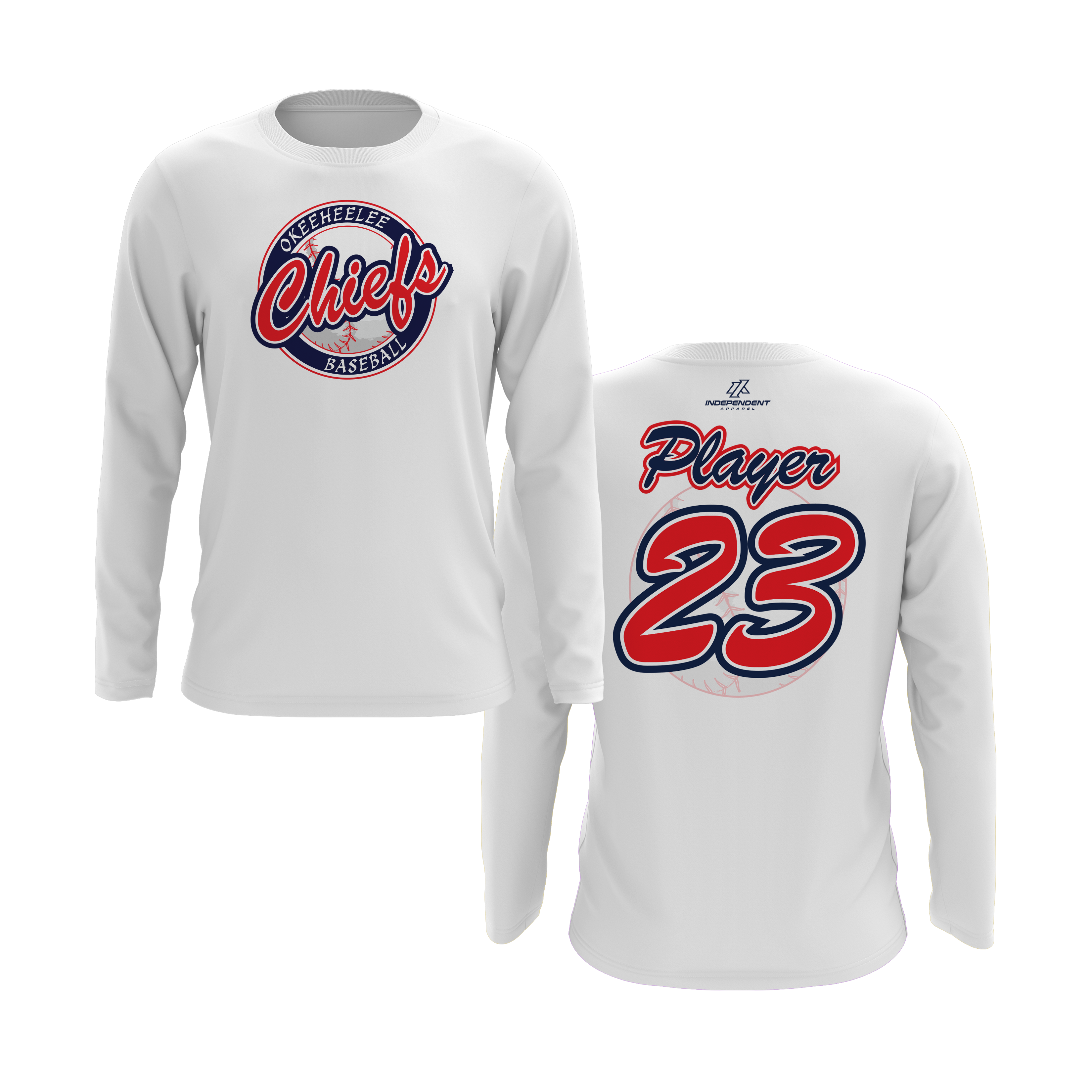 Okeeheelee Baseball Long Sleeve Shirt - Round Team Logo