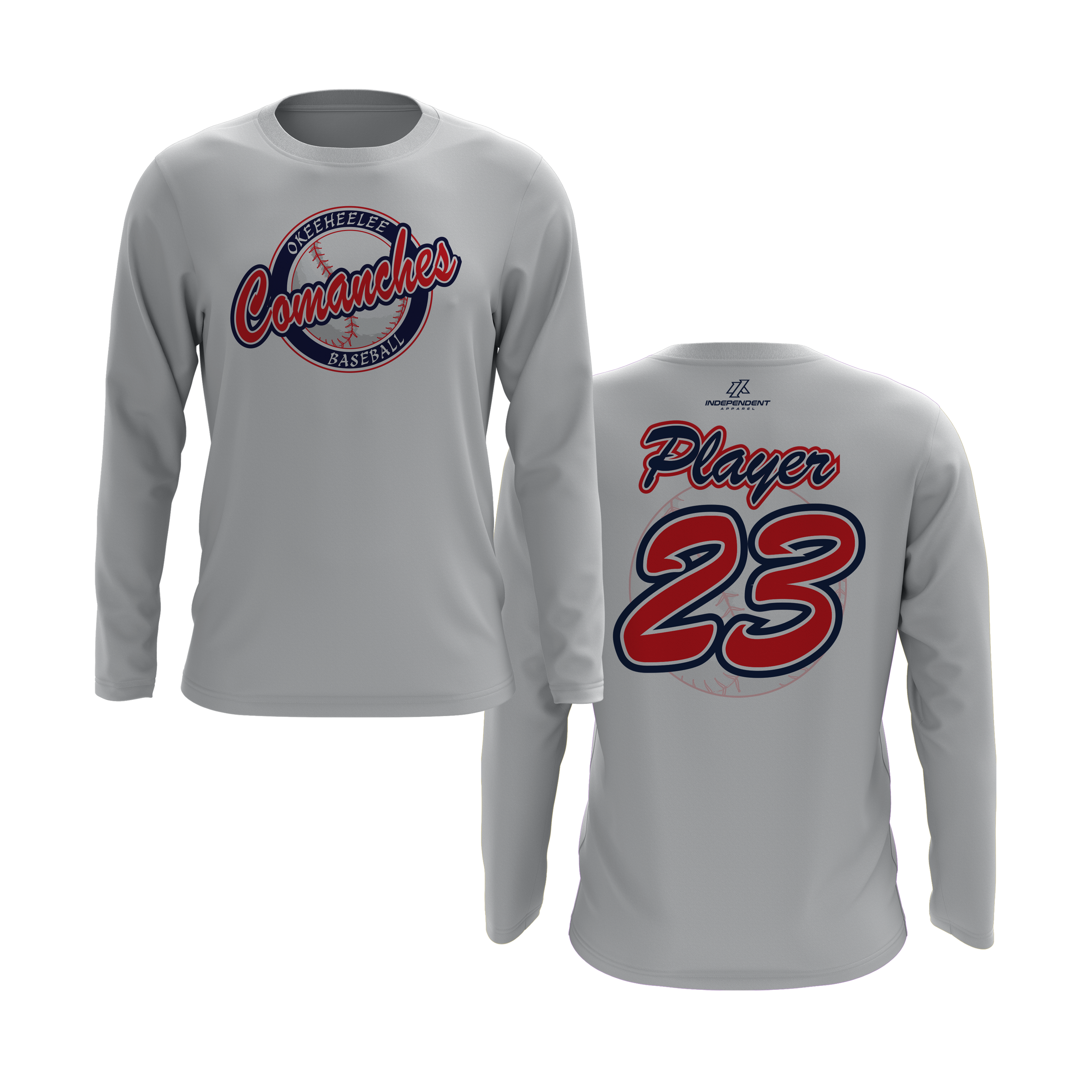 Okeeheelee Baseball Long Sleeve Shirt - Round Team Logo