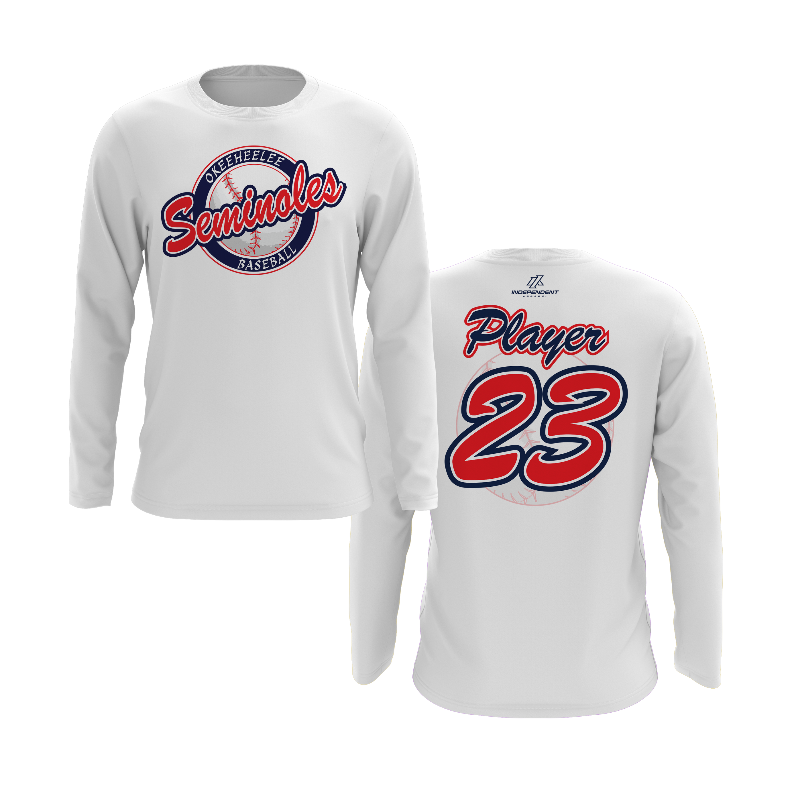 Okeeheelee Baseball Long Sleeve Shirt - Round Team Logo