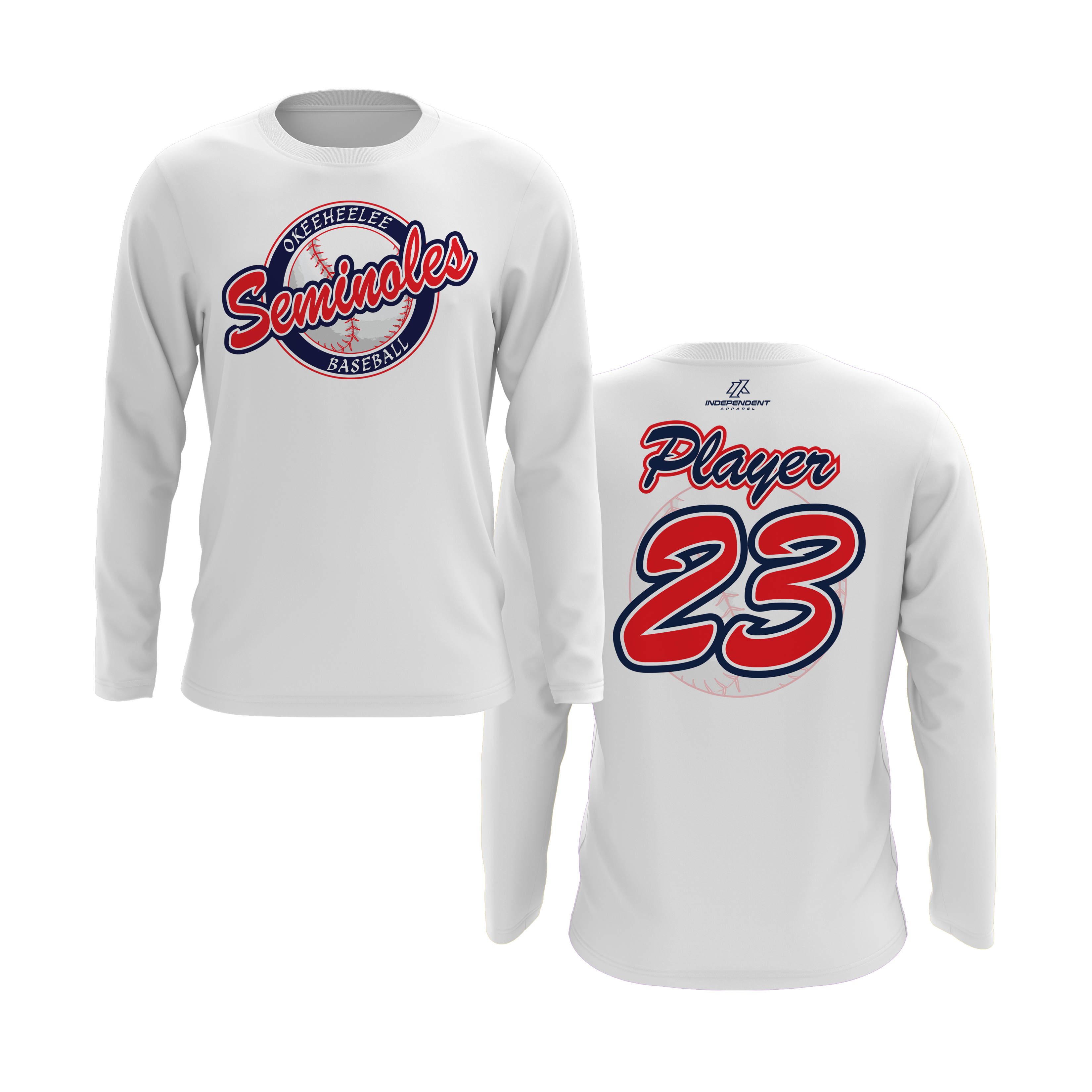 Okeeheelee Baseball Long Sleeve Shirt - Round Team Logo