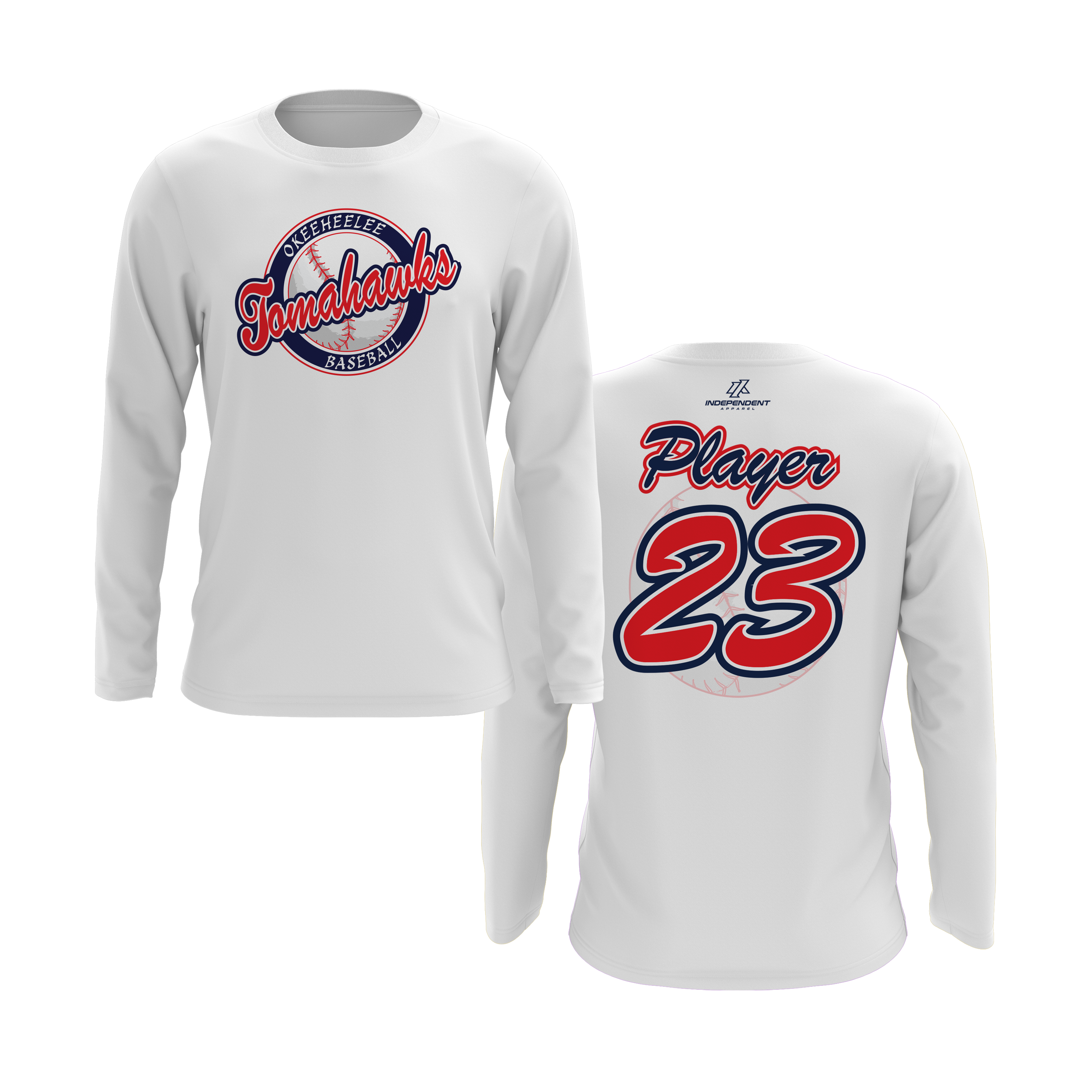 Okeeheelee Baseball Long Sleeve Shirt - Round Team Logo