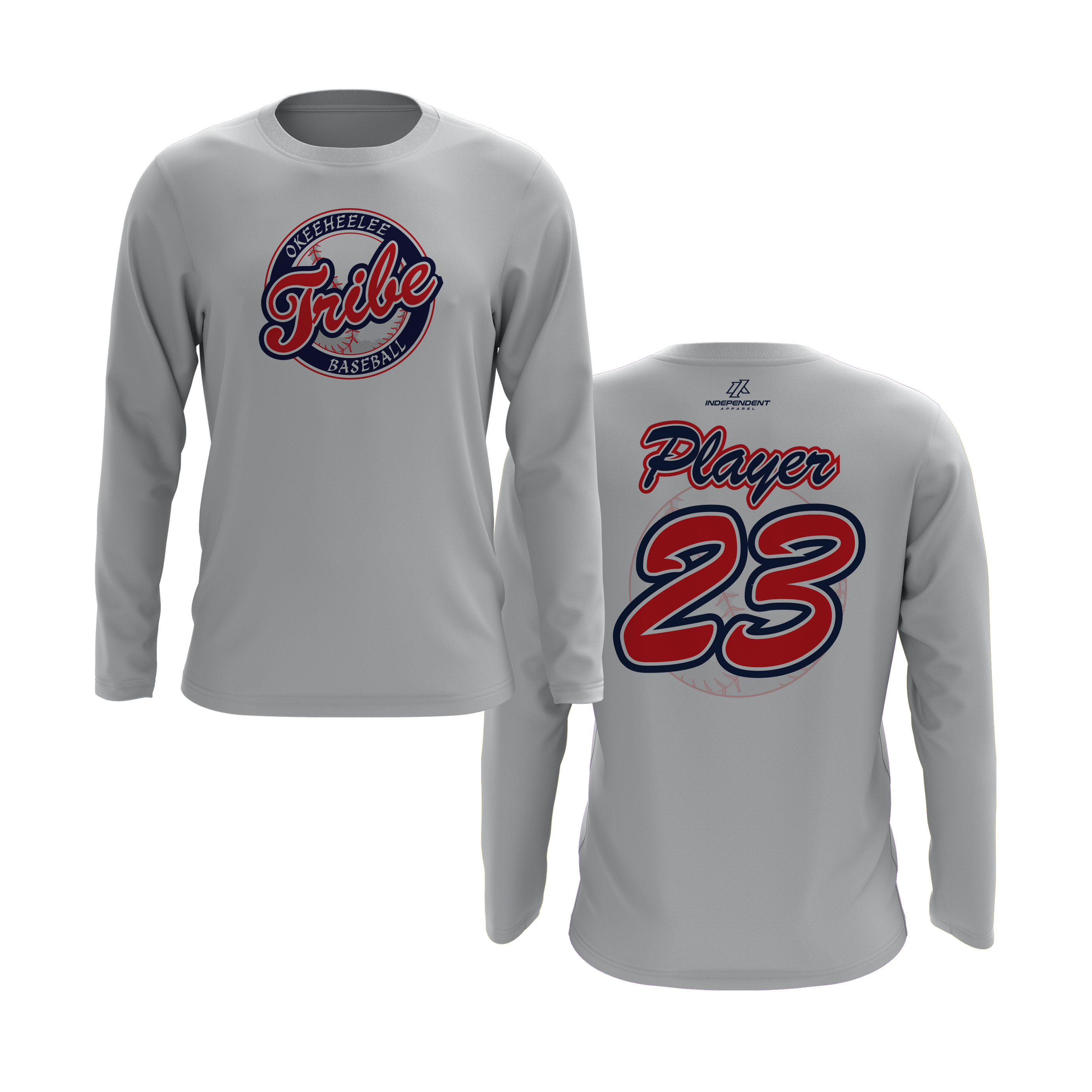 Okeeheelee Baseball Long Sleeve Shirt - Round Team Logo