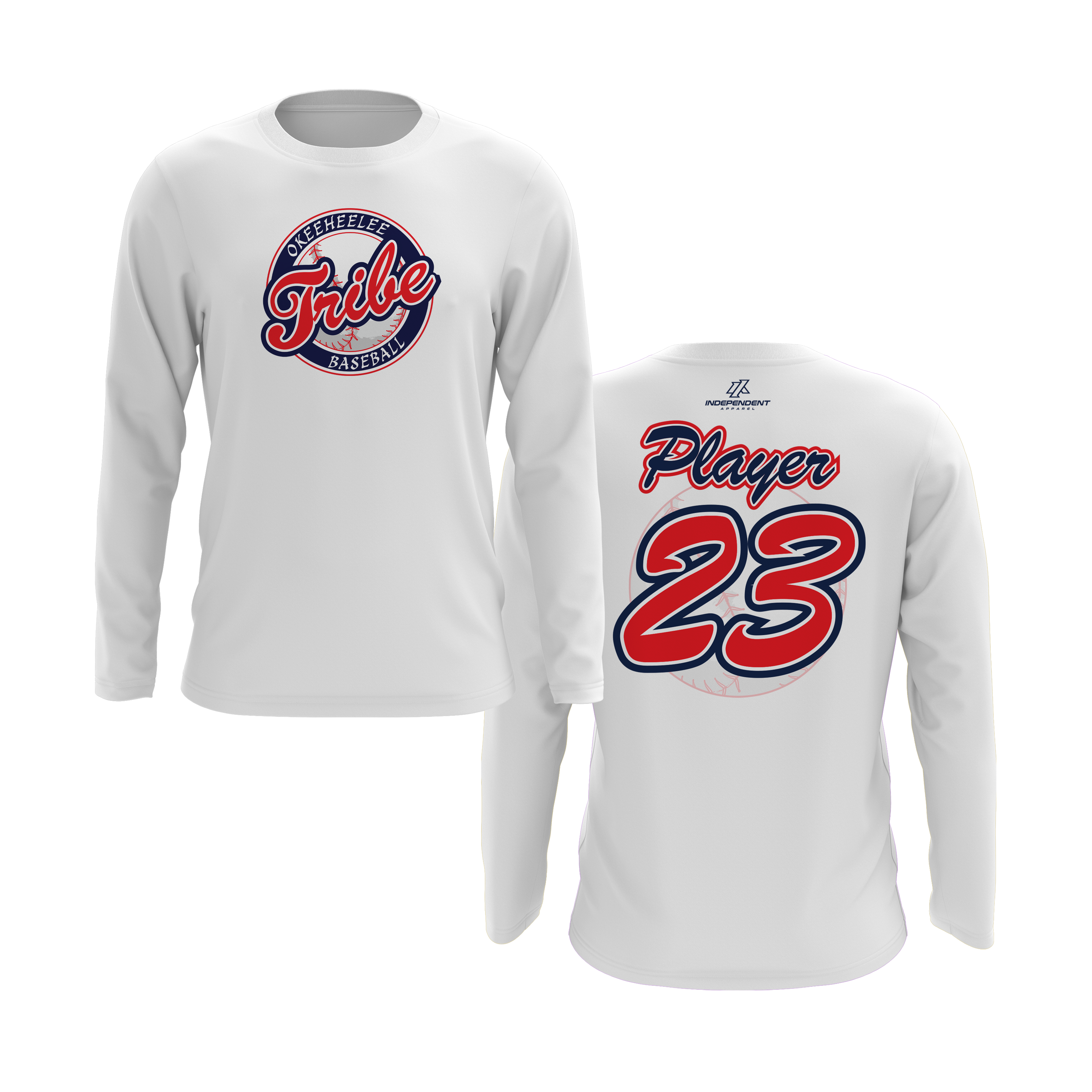 Okeeheelee Baseball Long Sleeve Shirt - Round Team Logo